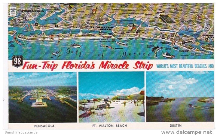 Florida Pensacola Map Of Florida's MIracle Strip - Pensacola