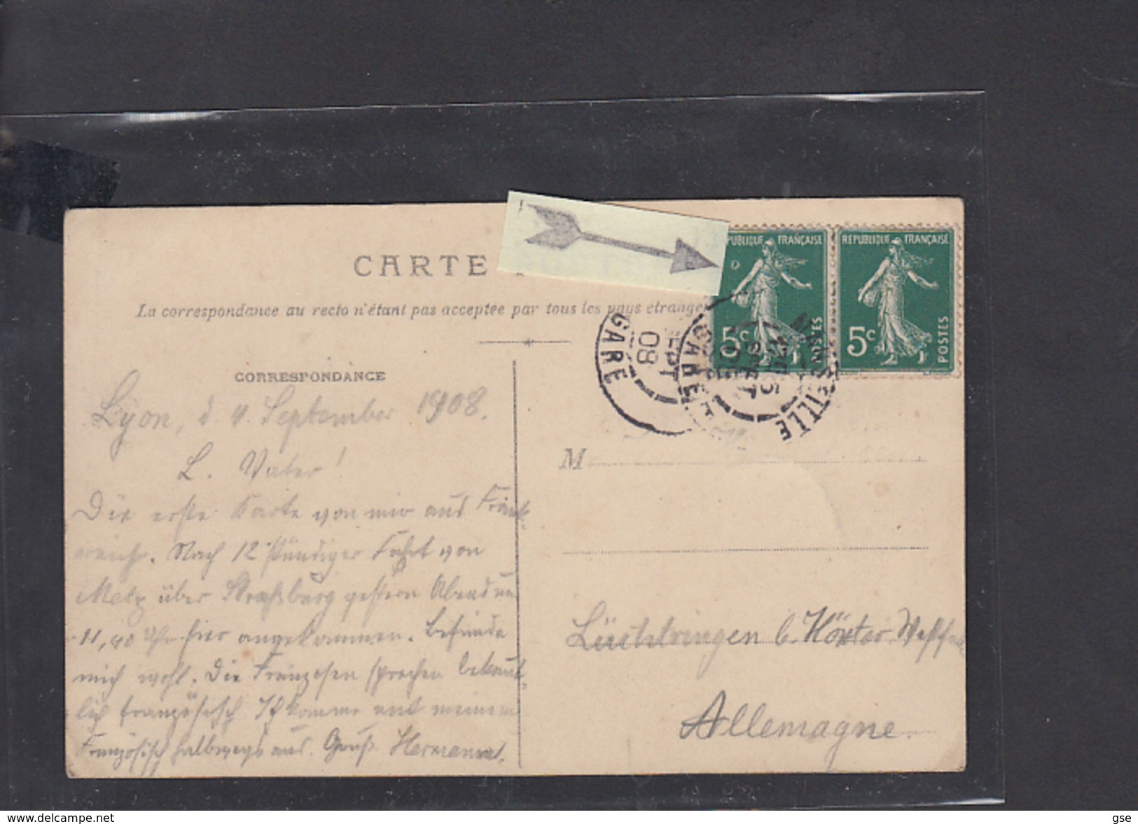 FRANCIA 1908 - Cartolina Per La Germania - Cartas & Documentos