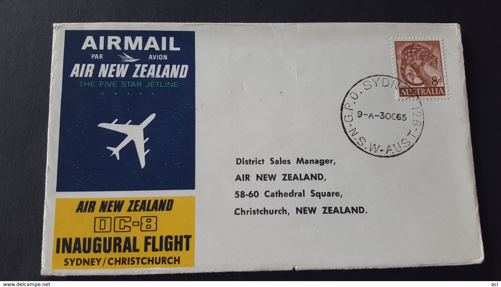 New Zealand 1965 Air New Zealand Inaugural Flight  Sydney To Christchurch,souvenir Cover - Luftpost