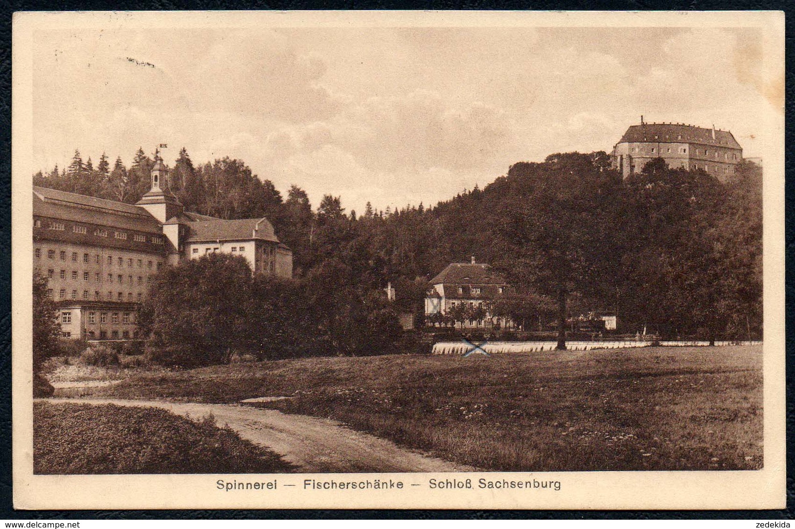 A9548 - Schloß Sachsenburg Bei Lunzenau - Spinnerei Fischerschänke Gaststätte - Gel 1930 - Frankenberg