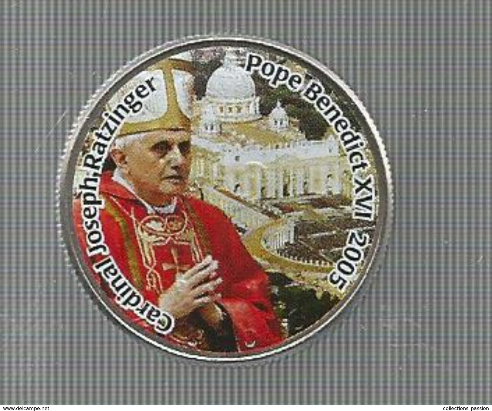 Monnaie , ETATS UNIS , Half Dollar, Cardinal Joseph Ratzinger - Pope Benedict XVI, Colorisée, 3 Scans, Frais Fr : 1.95 E - Autres & Non Classés