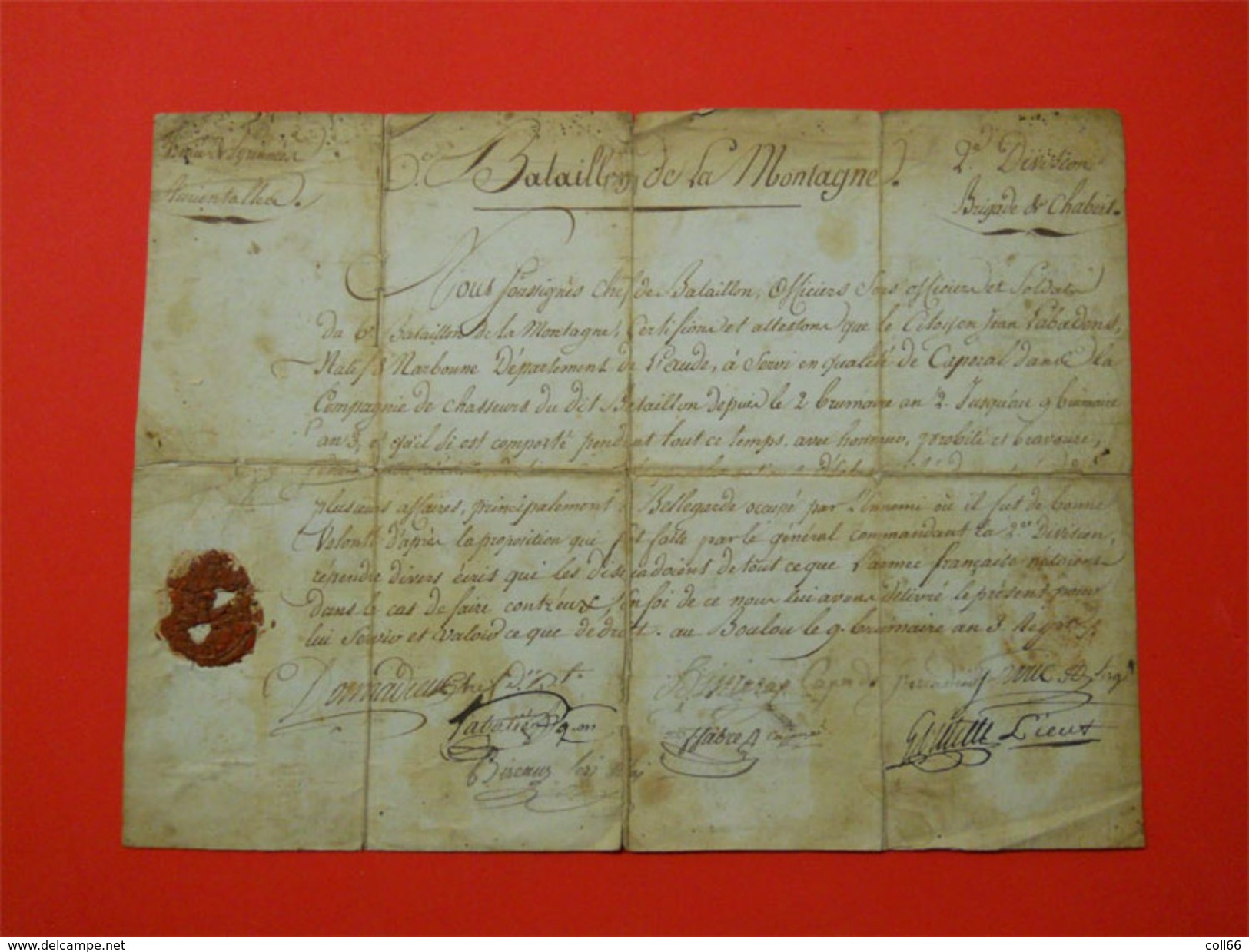 1793-4 Armée Des Pyrénées Orientales Bataillon De Montagne Catalunya Révolution Caporal Prise Fort Bellegarde Le Perthus - Historical Documents