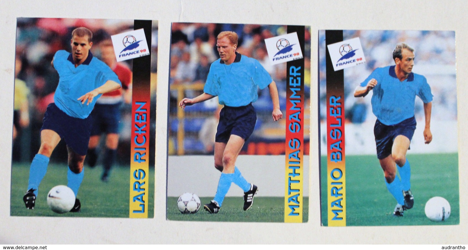 3 Cartes PANINI FOOTBALL France 98 World Cup Coupe Du Monde Allemagne Ricken Sammer Basler - Trading Cards