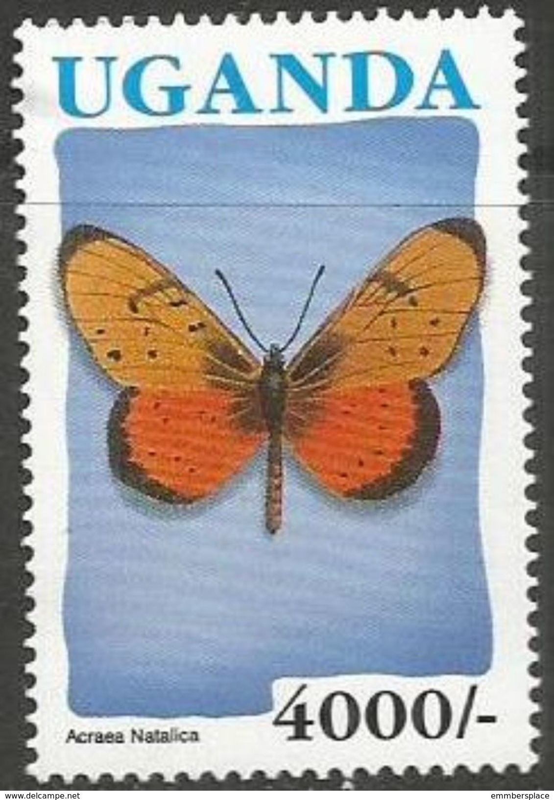 Uganda  - 1992 Butterfly 4000s  MNH **    SG 879A  Sc 841 - Oeganda (1962-...)