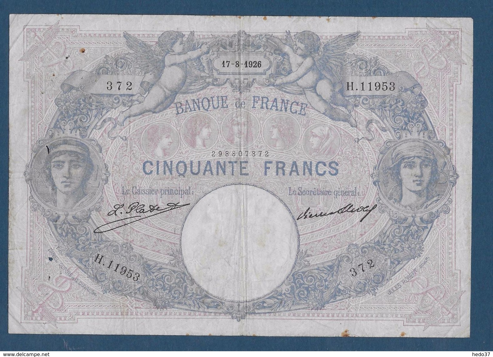 France 50 Francs Bleu Et Rose - 17-8-1926 - Fayette N° 14-39 - TB - 50 F 1889-1927 ''Bleu Et Rose''