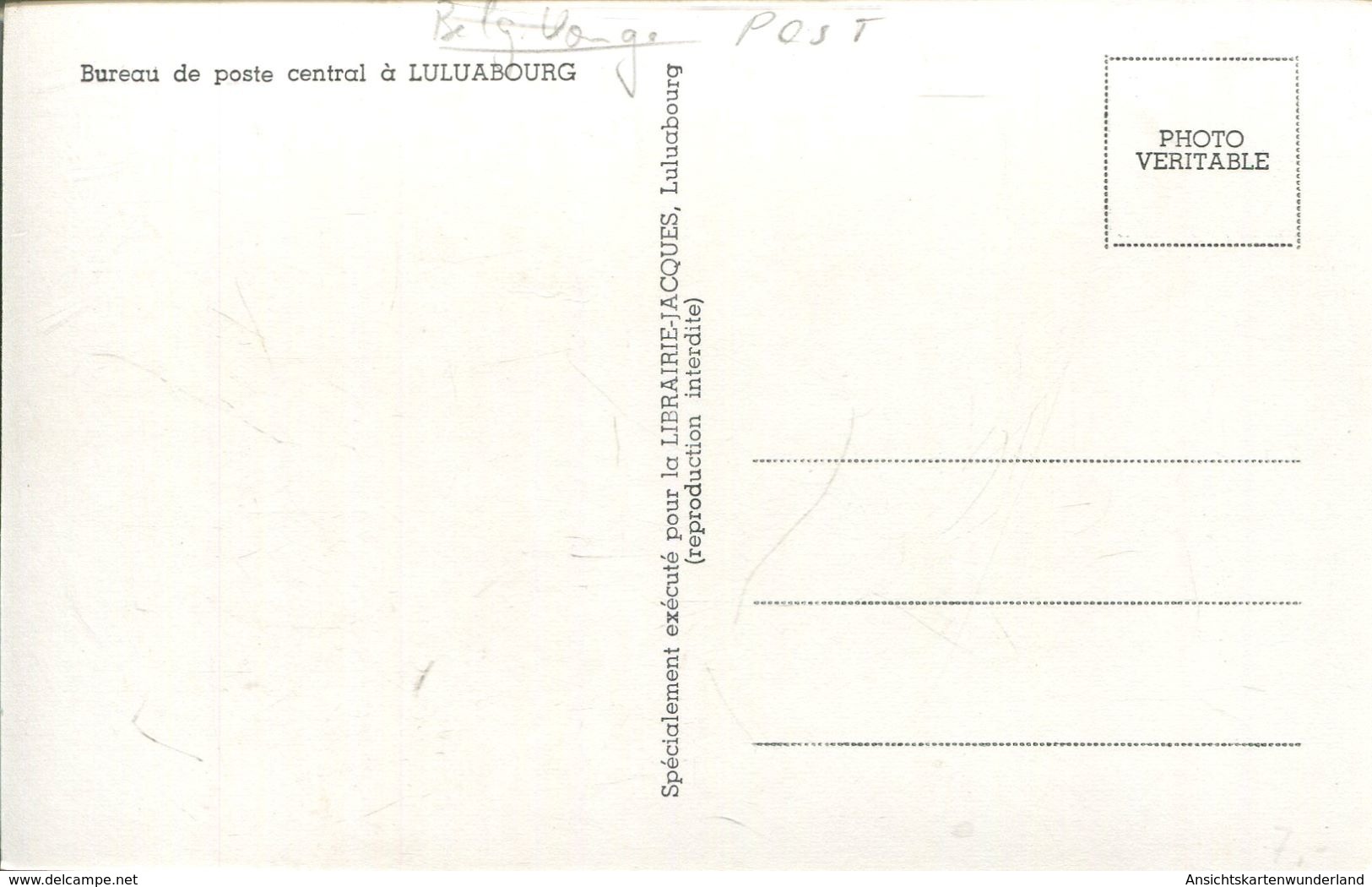 Bureau De Poste Central à Luluabourg  (002359) - Sonstige & Ohne Zuordnung