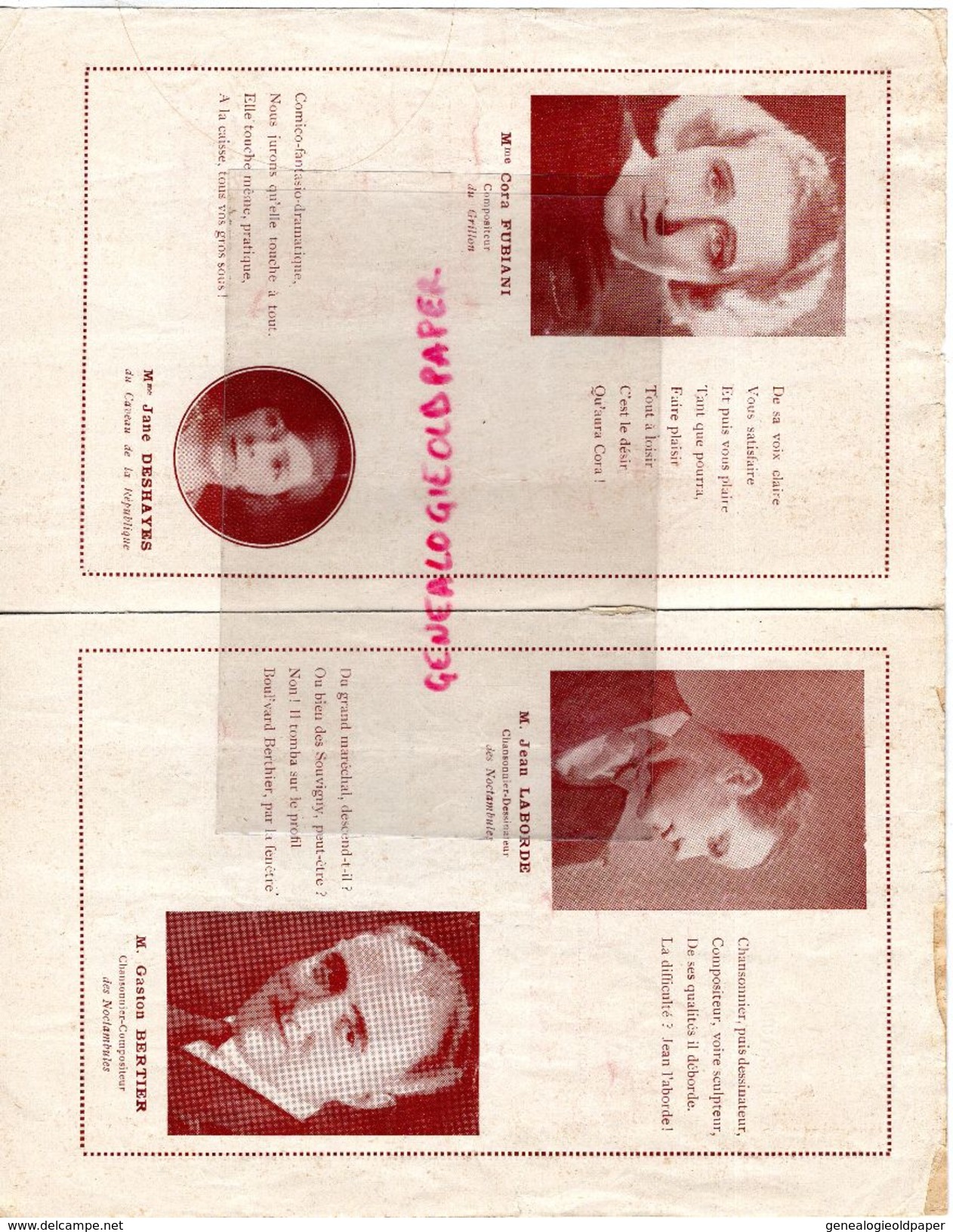 16- CONFOLENS-RARE PROGRAMME CHANSONNIERS MONTMARTRE-SALLES DES FETES 16 -11-1935-MARCEL LUCAS-JEAN LABORDE-GOULEBENEZE- - Programmes