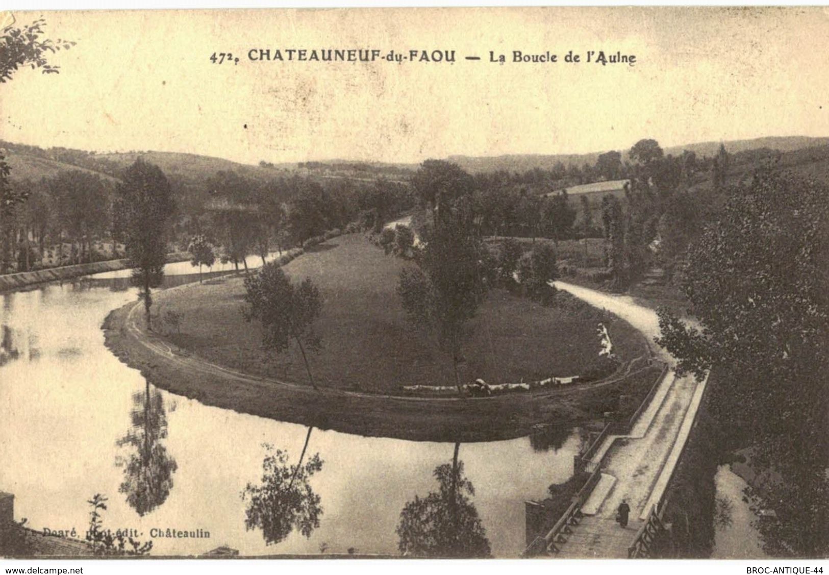 CPA N°15798 - LOT DE 2 CARTES DE CHATEAUNEUF DU FAOU - FONTAINE MONUMENTALE + LA BOUCLE DE L' AULNE - Châteauneuf-du-Faou