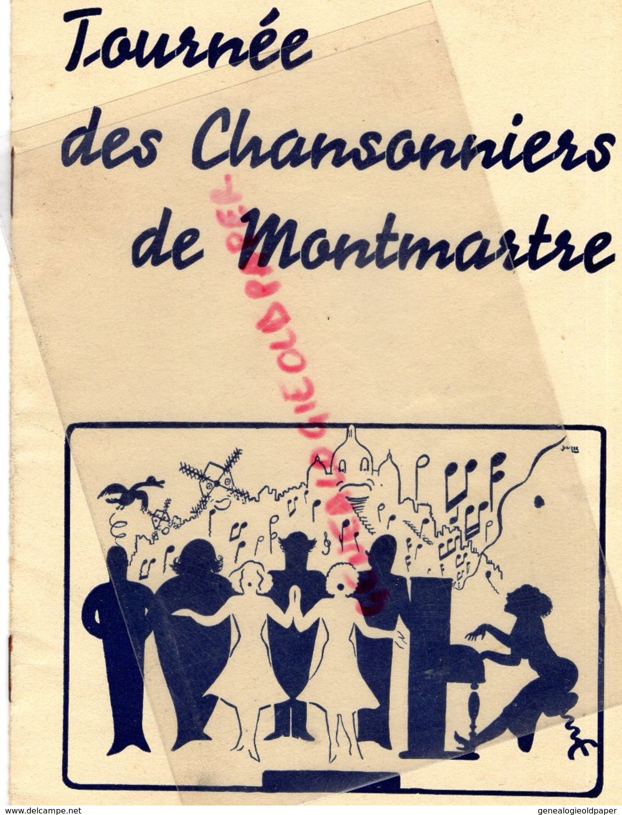 16- CONFOLENS-RARE PROGRAMME CHANSONNIERS MONTMARTRE-SALLES DES FETES 28-10-1936-BERTIER-GRELLO-LABORDE-GOULEBENEZE- - Programme