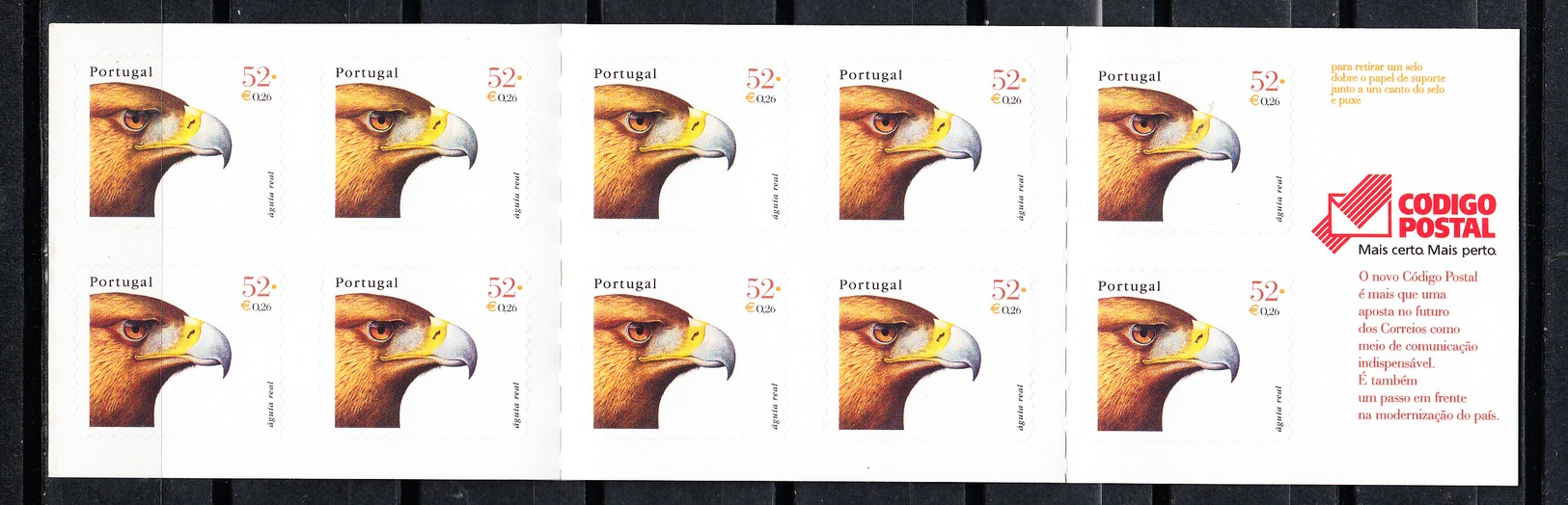 PORTUGAL 2000 AVES DE PORTUGAL. AUTO-ADESIVOS AFINSA Nº 2677. CARTEIRA COM 10 SELOS   NUEVOS SIN CHARNELA. CECI 2 Nº 159 - Nuevos