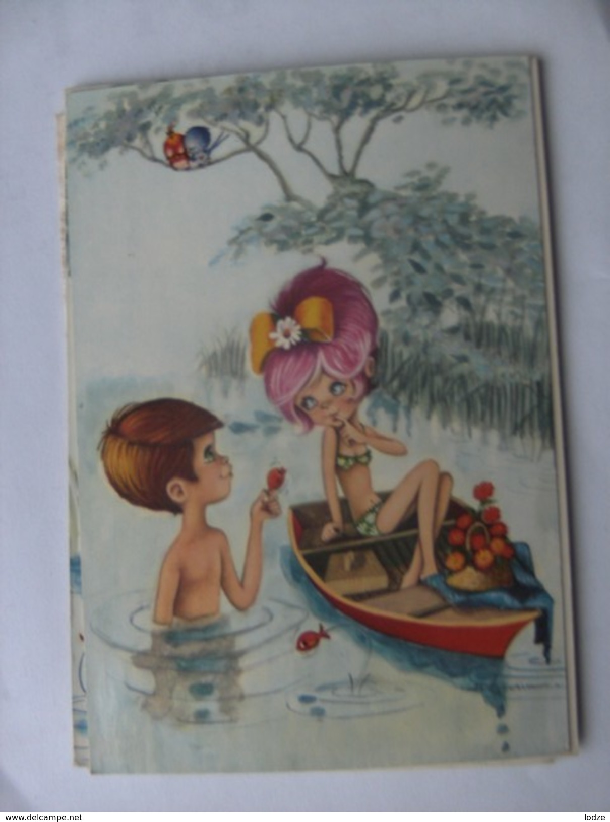 Kinderen Children Enfants Kinder Girl In Boat And Boy In Water - Children's Drawings
