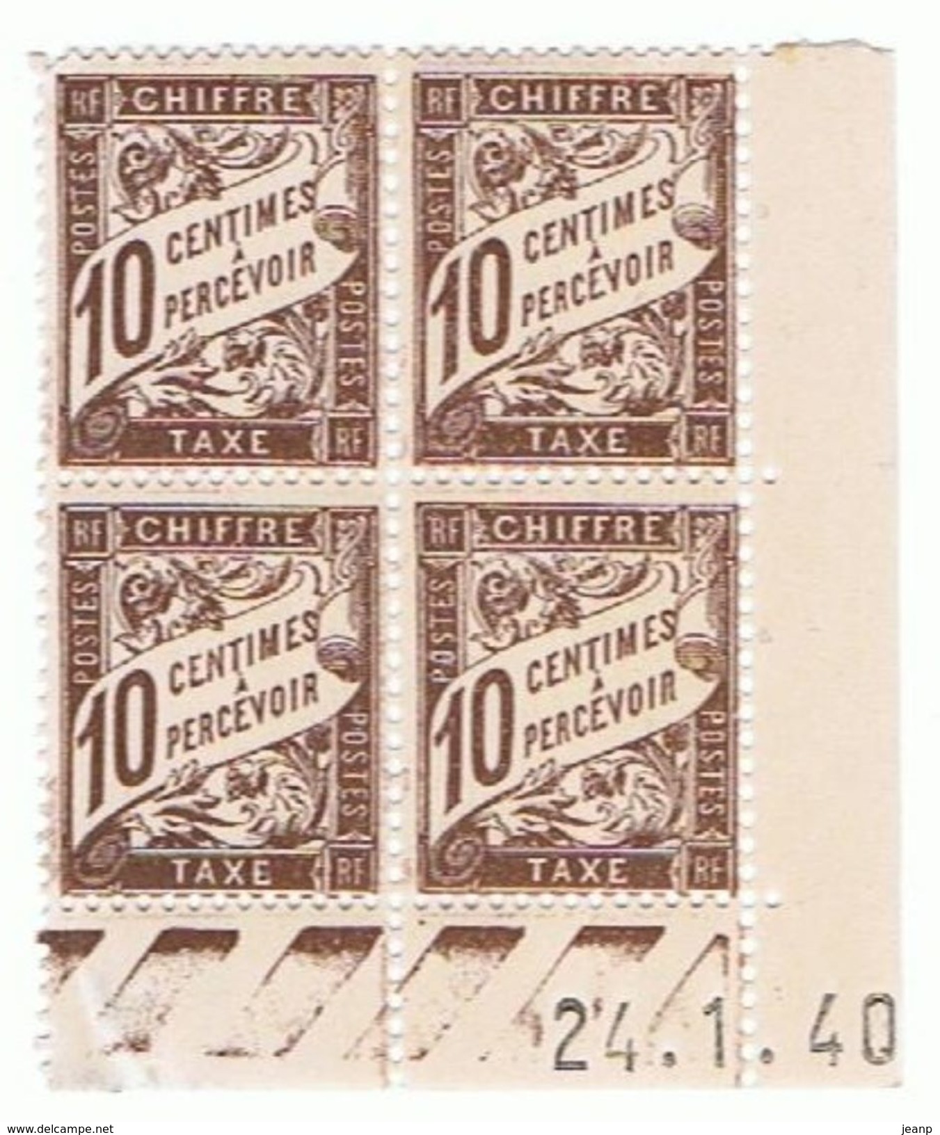 10c Type Banderole , CD Du 24-1-40 ** - Postage Due