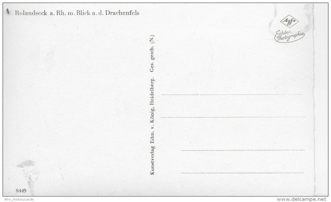 AK 0805  Rolandseck Am Rhein Mit Blick A. D. Drachenfels - Verlag Edm. V. König Um 1950-60 - Remagen