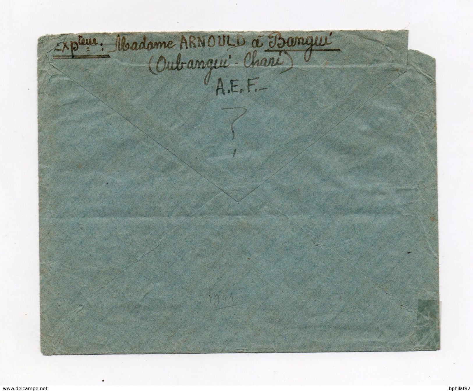 !!! PRIX FIXE : OUBANGUI, LETTRE RECOMMANDEE DE BANGUI DE 1943 POUR LA FRANCE - Cartas & Documentos