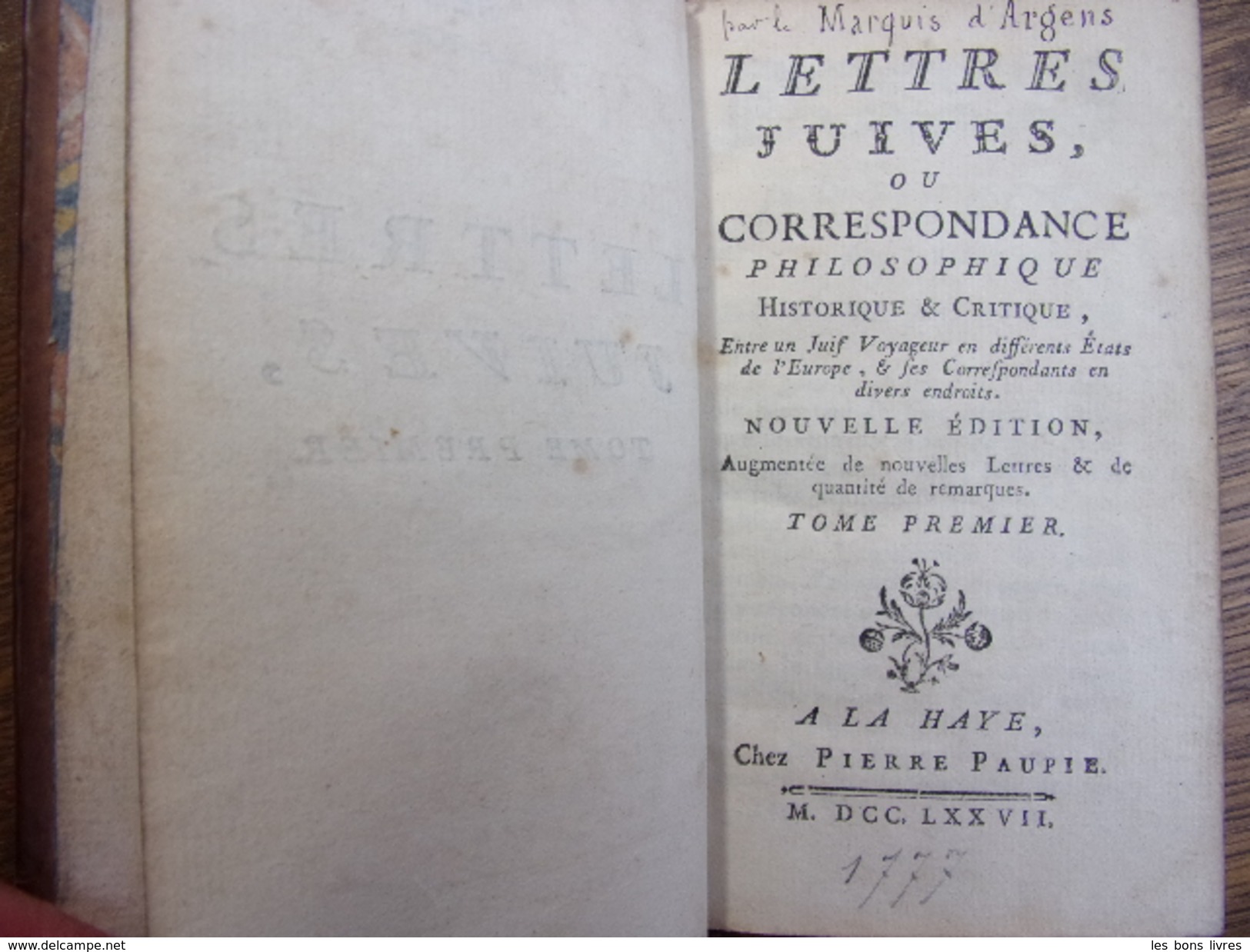 LETTRES JUIVES Ou Correspondance Philosophique Marquis D'Agens 8/8 Vols 1777 - Tot De 18de Eeuw