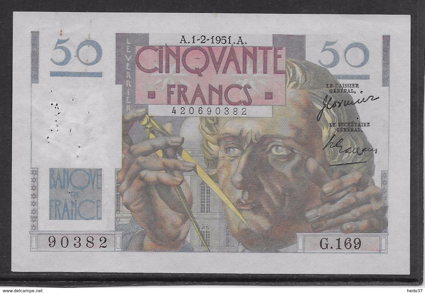 France 50 Francs Le Verrier - 1-2-1951 - Fayette N° 20-17 - TTB - 50 F 1946-1951 ''Le Verrier''