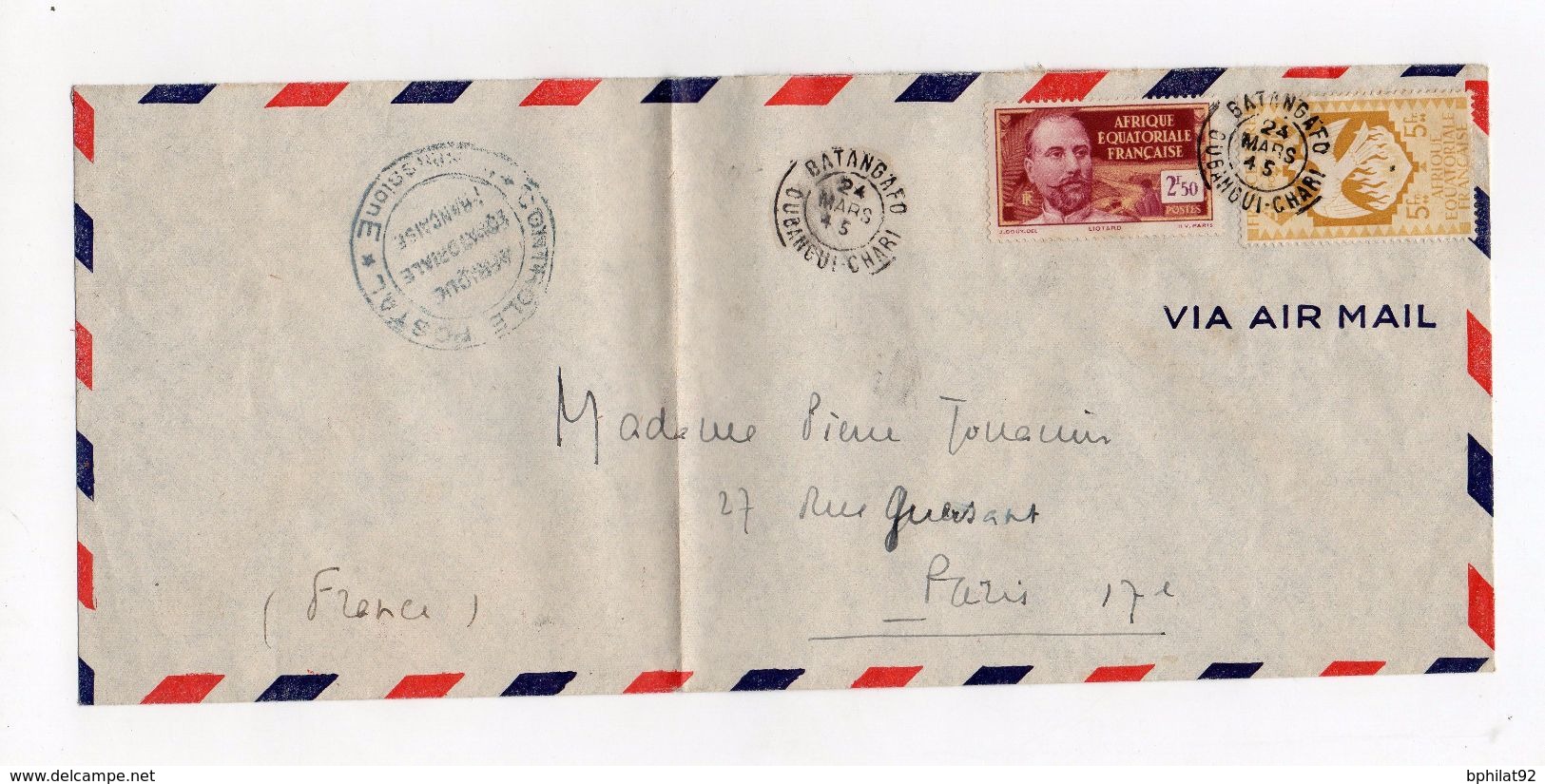 !!! PRIX FIXE : LETTRE DE BATANGAFO DE 1945 POUR LA FRANCE - Lettres & Documents