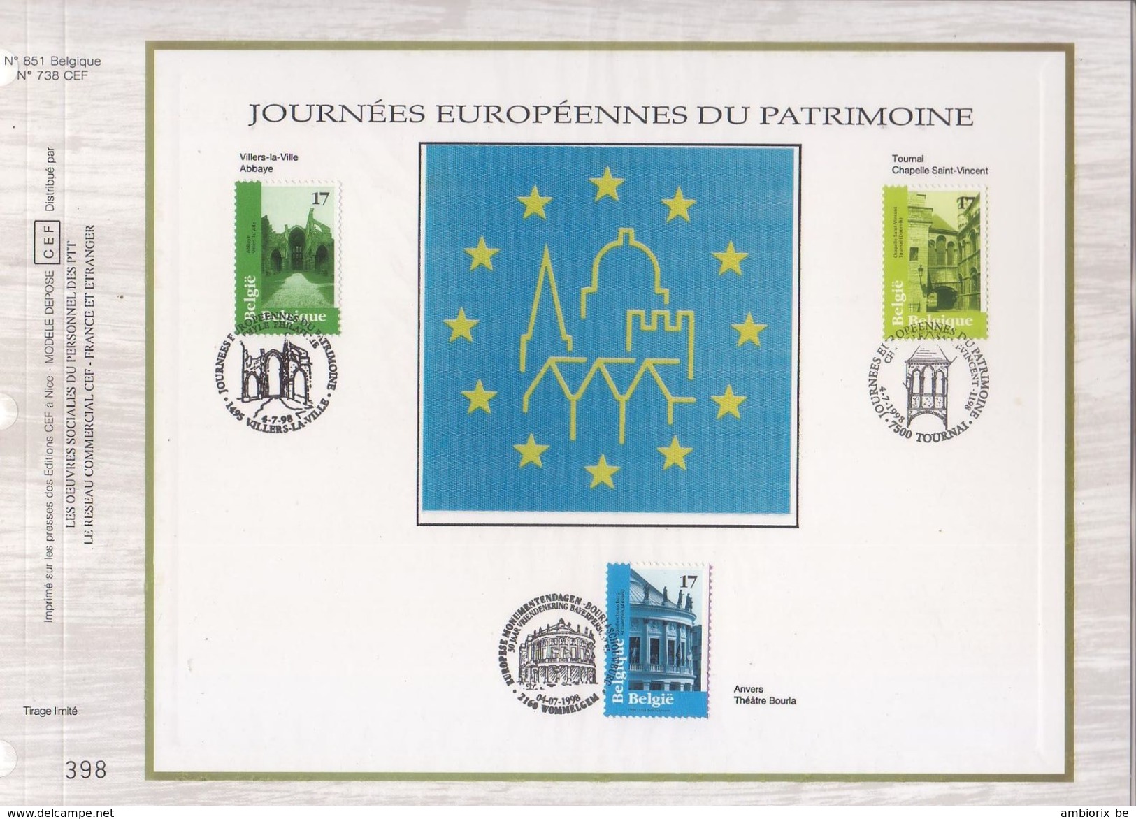 Carte Max CEF Soie 2763-74 Journées Européennes Du Patrimoine - 1991-2000