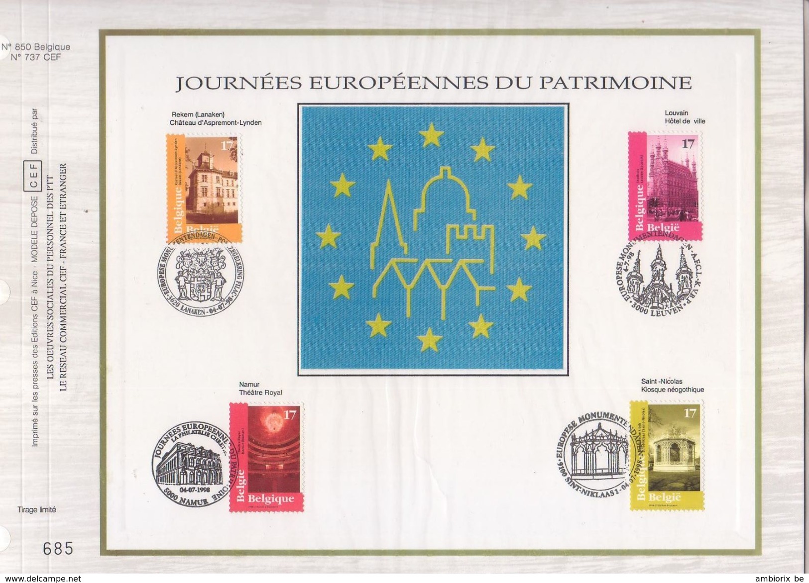 Carte Max CEF Soie 2763-74 Journées Européennes Du Patrimoine - 1991-2000