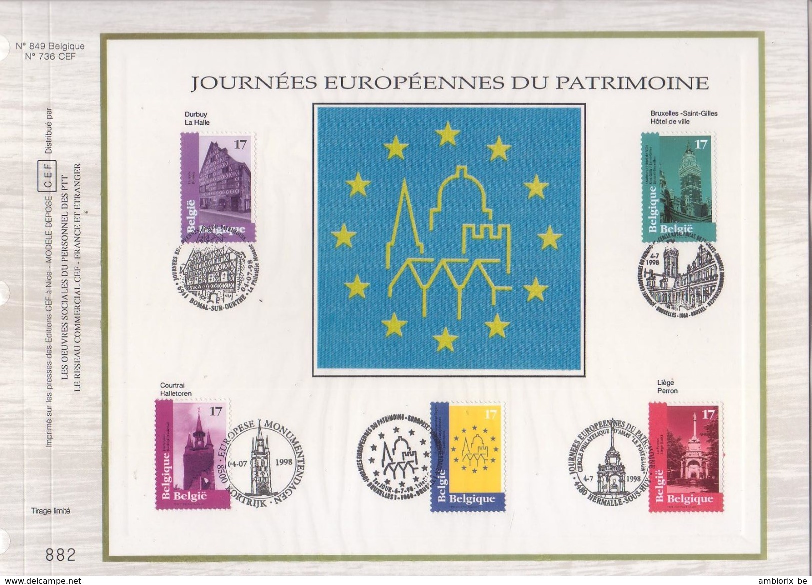 Carte Max CEF Soie 2763-74 Journées Européennes Du Patrimoine - 1991-2000