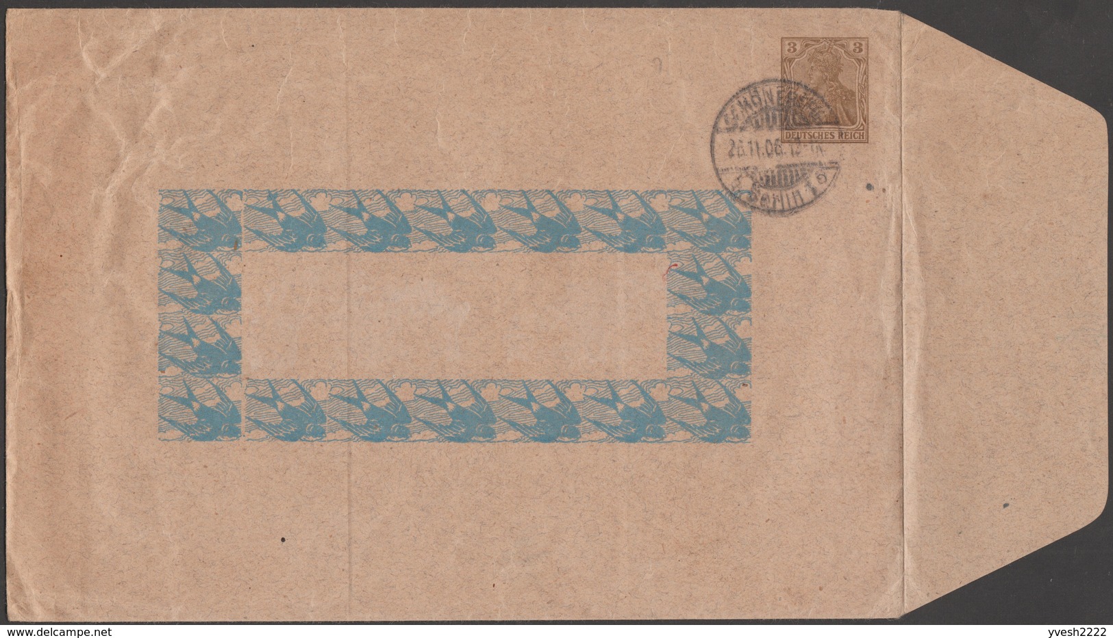 Allemagne 1906. Enveloppe, Entier Timbré Sur Commande. Hirondelles - Hirondelles