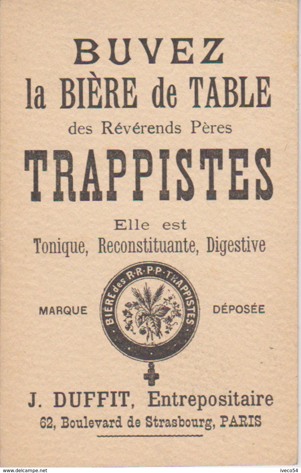 Bière De Table Des Réverends Pères Trappistes ( Rochefort )  " Nice L'Entrée Du Port " - Alcools