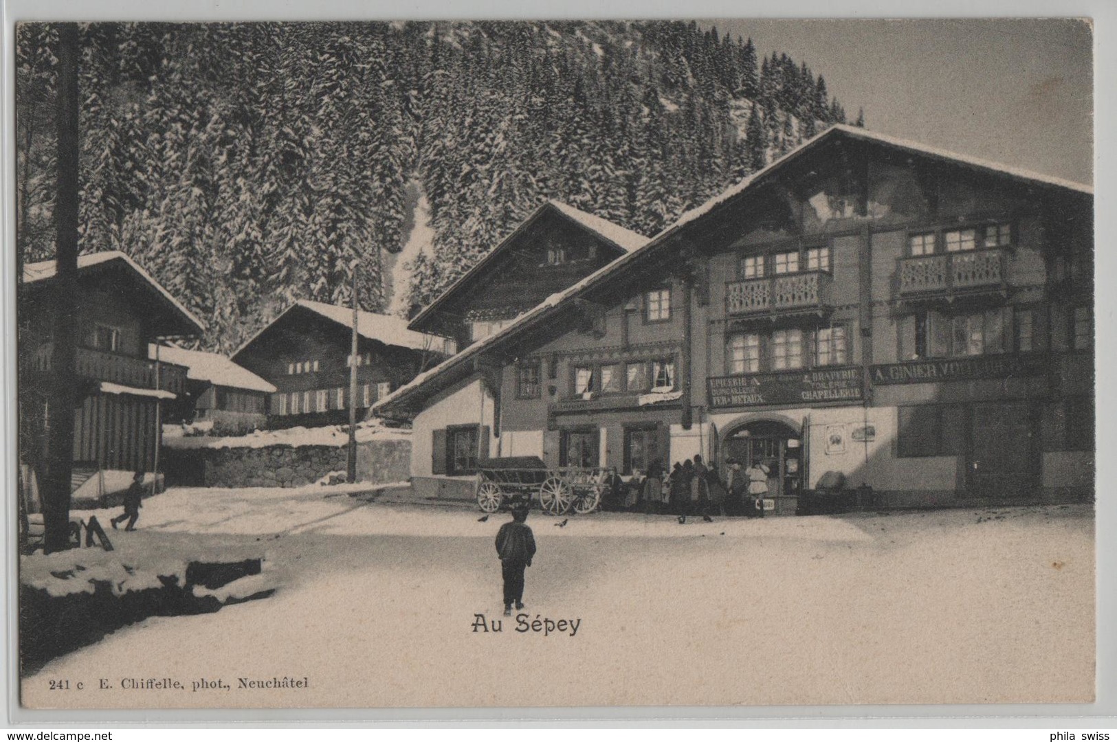 Au Sepey - Partie Du Village En Hiver Im Winter, Animee - Photo: E. Chiffelle - Autres & Non Classés