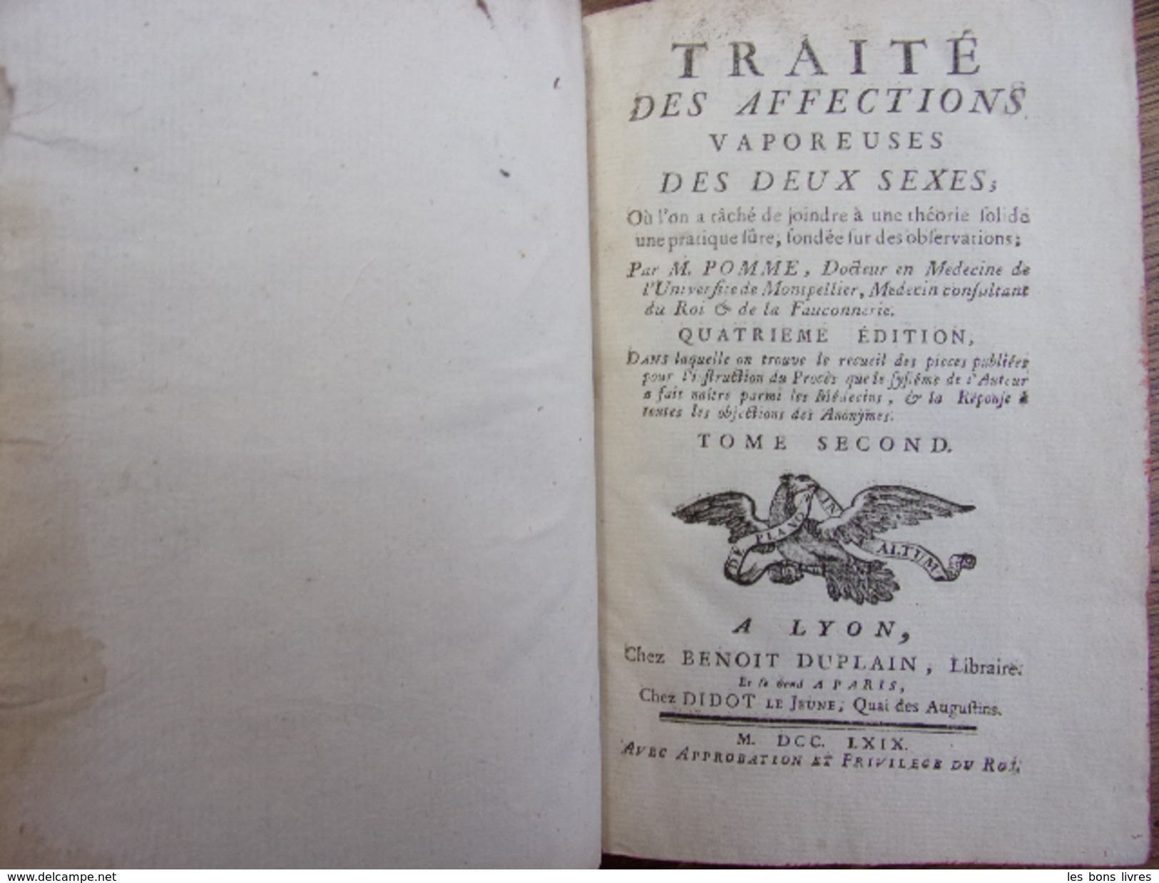 TRAITE DES AFFECTIONS VAPOREUSES DES DEUX SEXES M. Pomme 1769 - Bis 1700