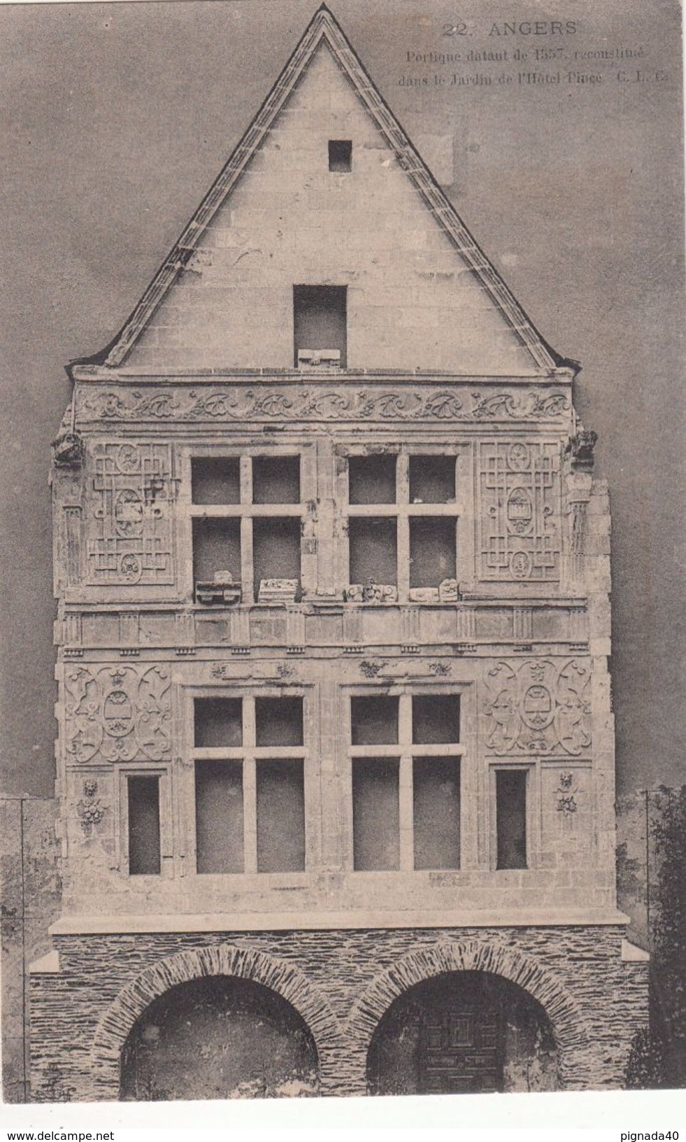 Cp , 49 , ANGERS , Portique Datant De 1557, Reconstitué Dans Le Jardin De L'Hôtel Pincé - Angers