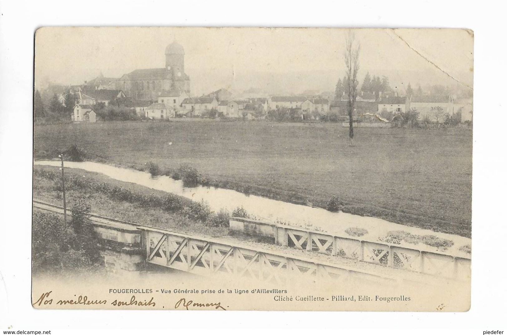 70 -  FOUGEROLLES - Vue Générale Prise De La Ligne D' Aillevillers. Carte Précurseur Adressée à Athesans - Autres & Non Classés