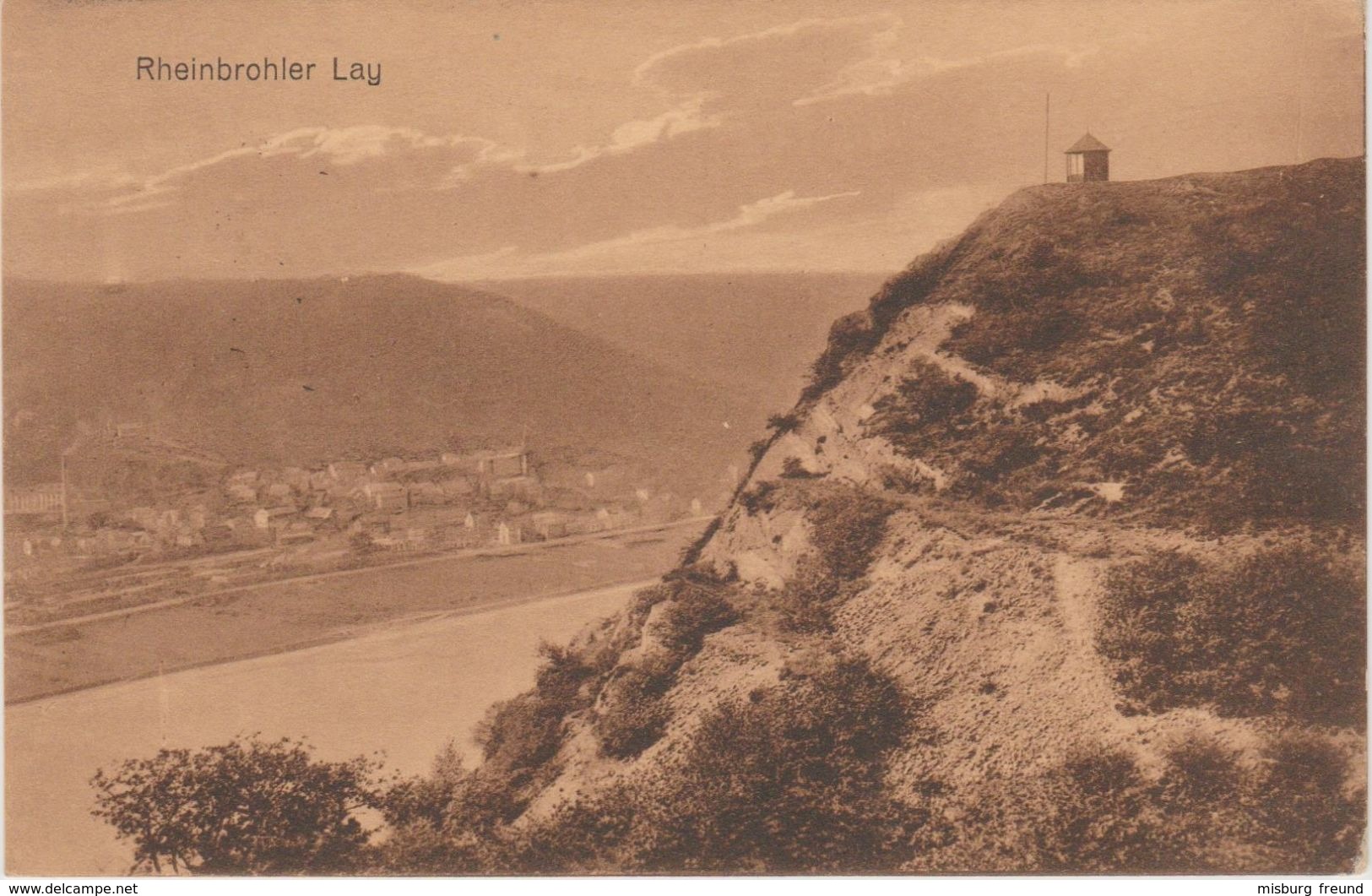 11 014 Ansichtskarte Rheinbrohler Lay Bahnpost "CÖLN(RHEIN)-COBLENZ" 1918 - Usados