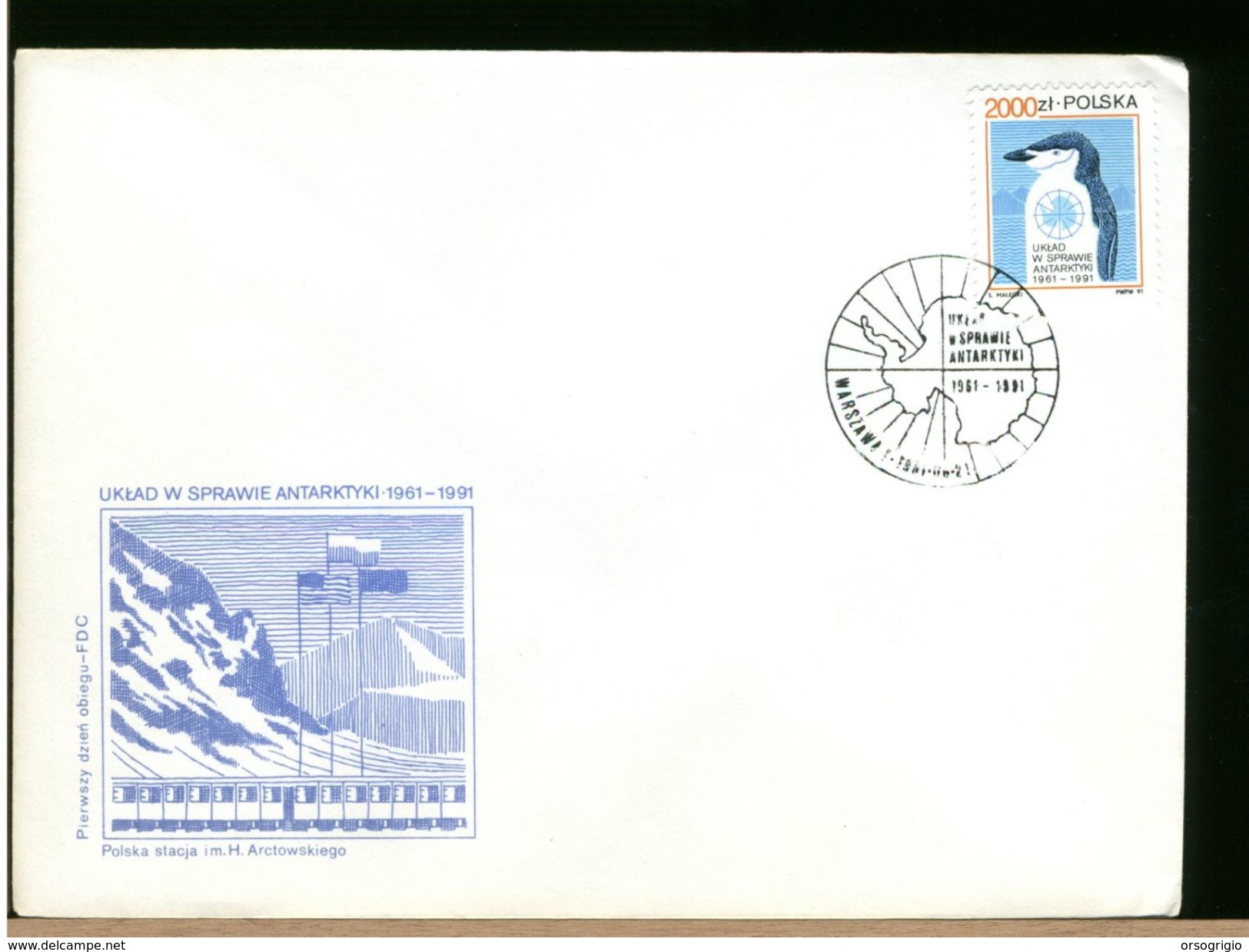 POLSKA - FDC 1991 - POLO SUD  - PINGUINO - Faune Antarctique