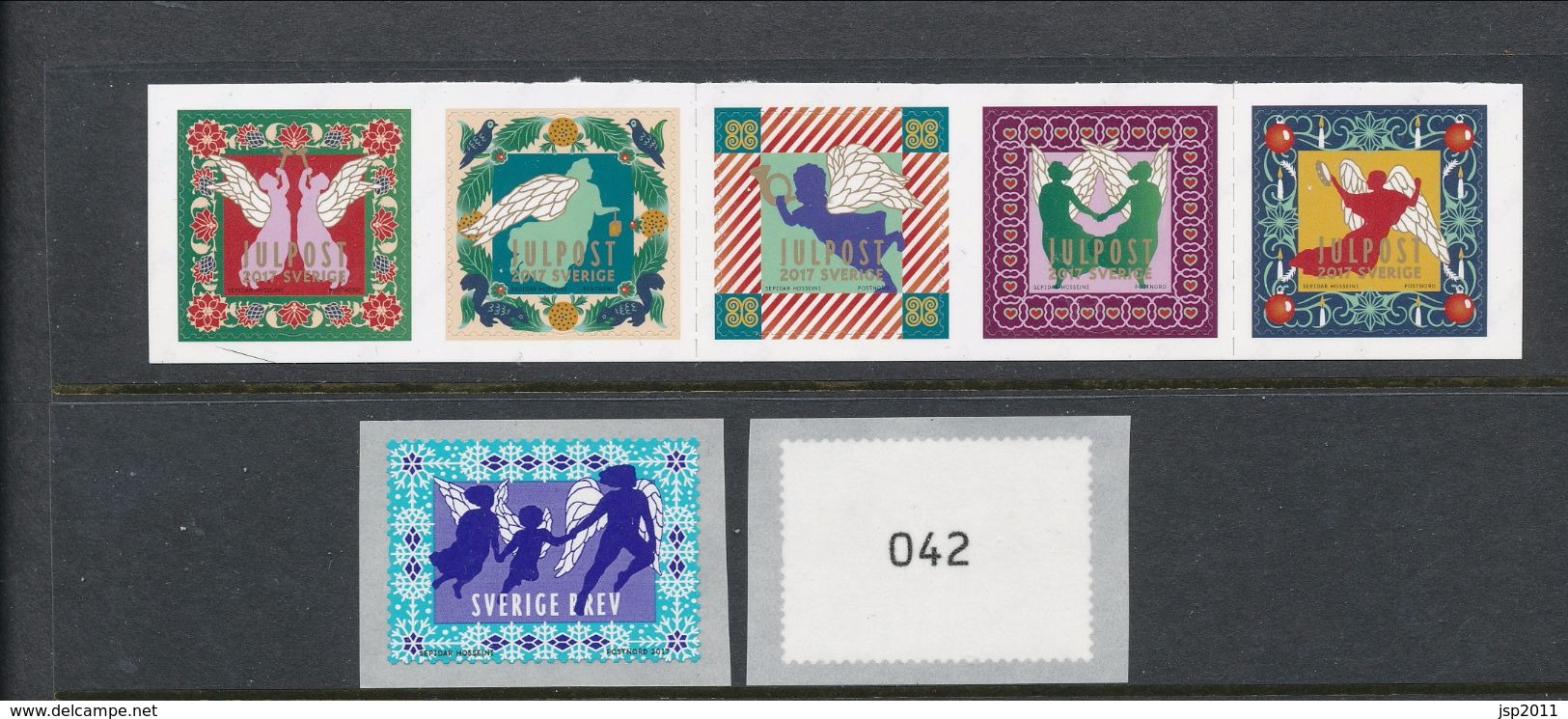 Sweden 2017. Facit # 3202-3207. Christmas Angels Set Of 6 (Coil (# 042)+ Strip Of 5 From Booklet SH103. MNH (**) - Neufs