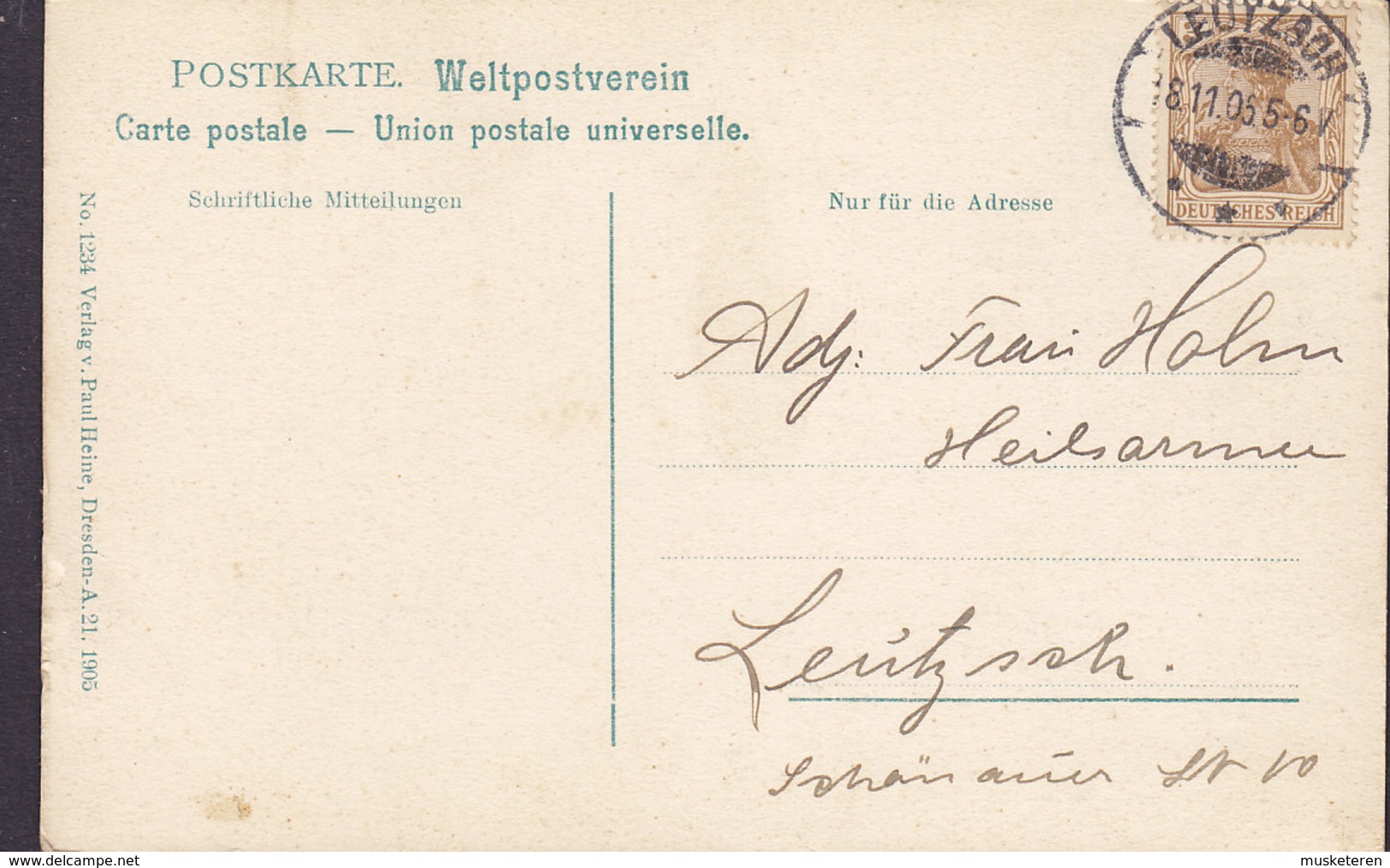 Germany PPC Radeberg In Sachsen No. 1234 Verlag Paul Heine (1905) LEUTZSCH 1905 (2 Scans) - Radeberg