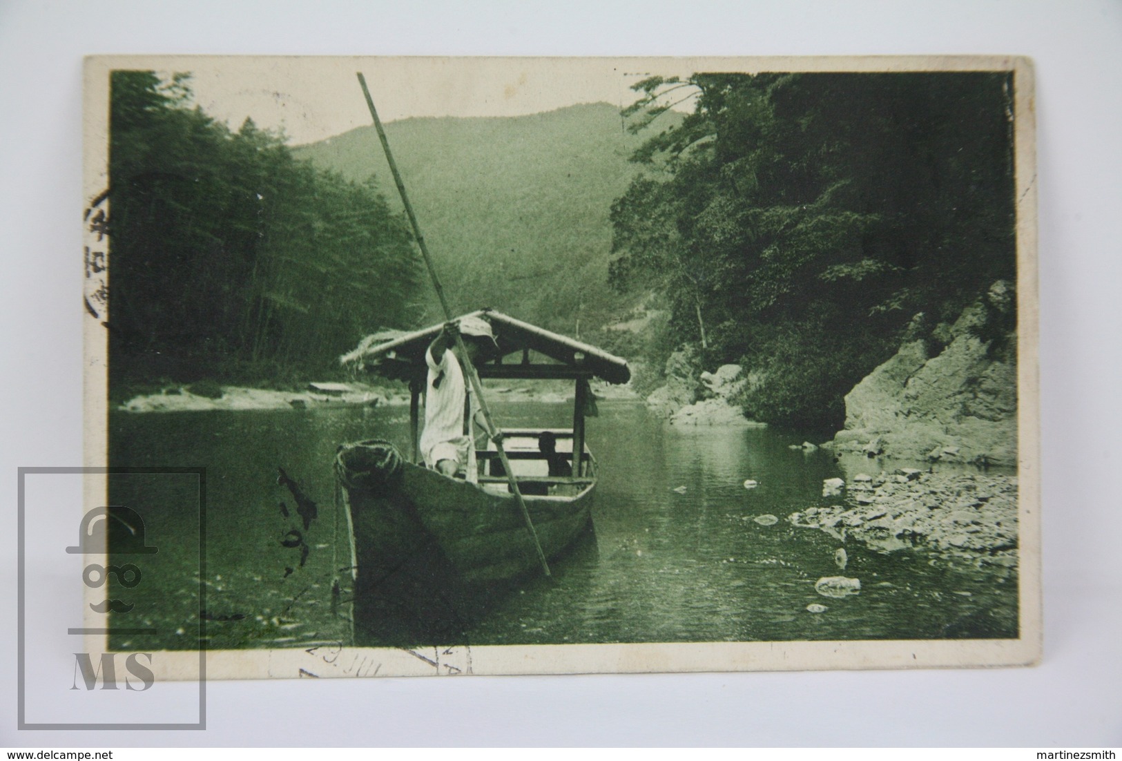 Old 1912 Japan Postcard - Fishing Boat On The River - Posted - Tokyo