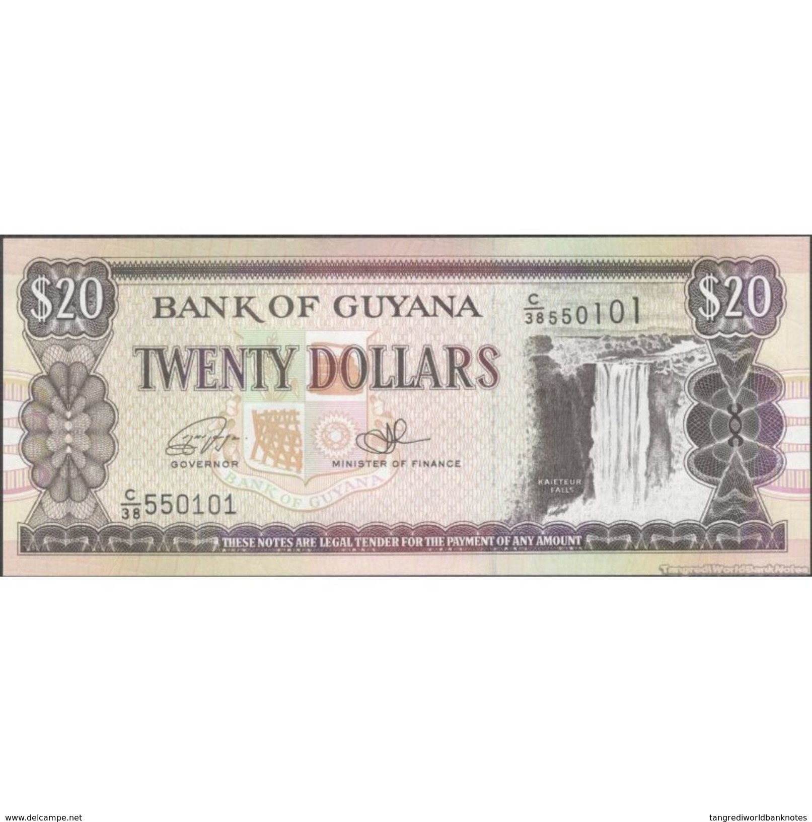 TWN - GUYANA 30f - 20 Dollars 2016 Prefix C/38 - Signatures: Ganga & A. Singh UNC - Guyana