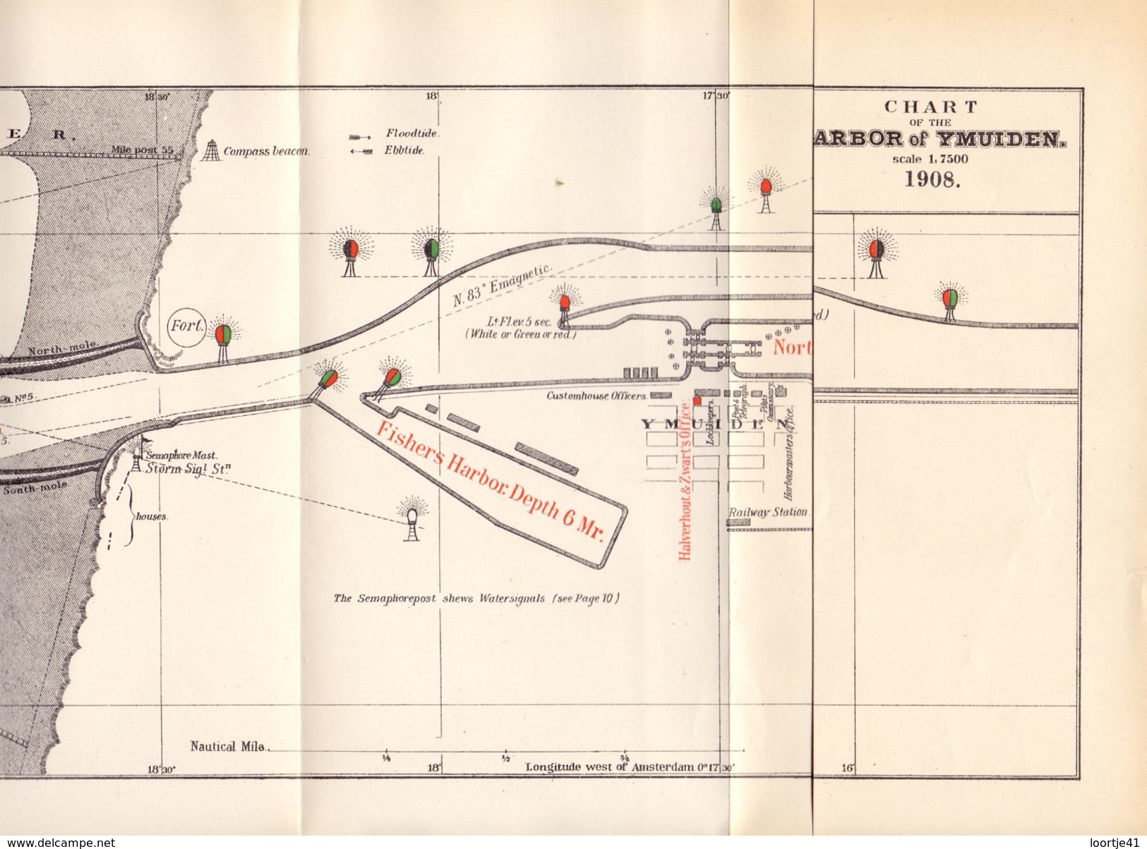 Halverhout & Zwart's Guide Harbour Of IJmuiden 1908 + Kaarten - Maps + Pub Reclame - Travaux Publics