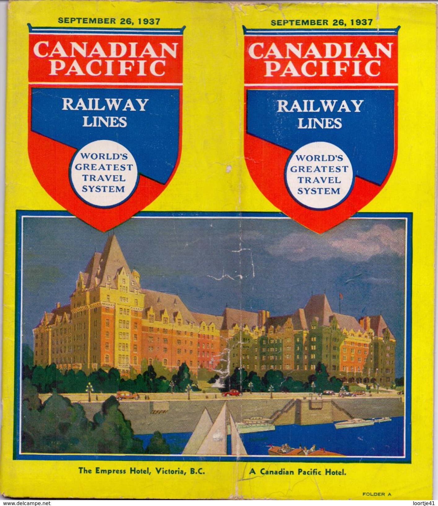 Dienstregeling Horaire Chemins De Fer - Time Tables Canadian Pacific Railroad - Railway Lines 1937 - Europa