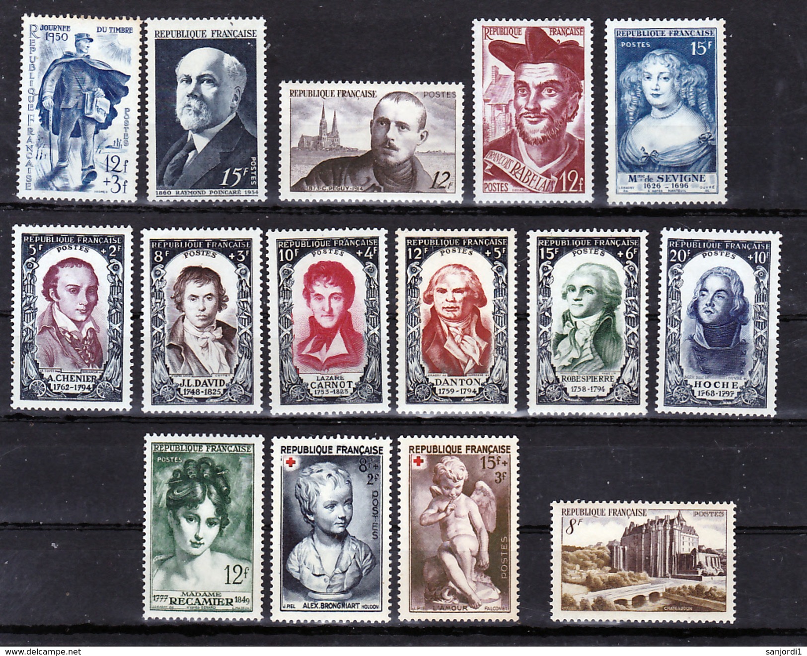 France 1950 863 877 Poste Neuf ** TB MNH SiN CHARNELa Cote 111 - 1950-1959