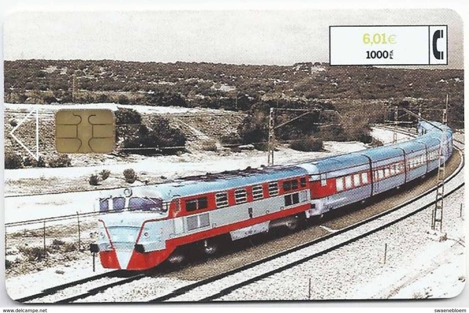 ES.- TELEFONICA. SPANJE. TALGO III. VIRGEN Del ROSARIO. 1000 Pta. 6,01 €. 2 Scans - Treinen