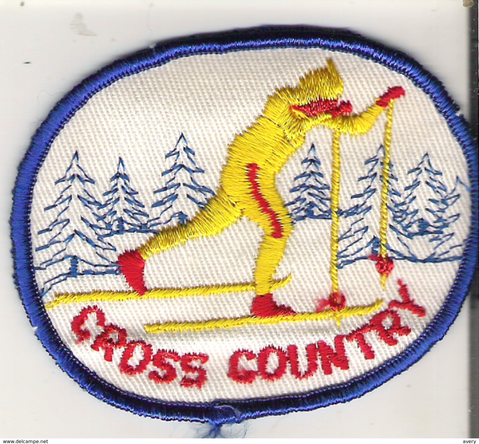 Cross Country Patch Badge 9 Cm X 7.2 Cm  3.6" X 2.8" Yellow Red And Blue - Winter Sports