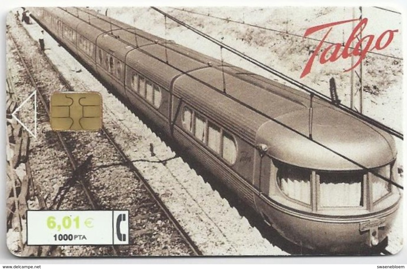 ES.- TELEFONICA. SPANJE. TALGO. VIRGEN Del PILAR. 1000 Pta. 6,01 €. 2 Scans - Treinen