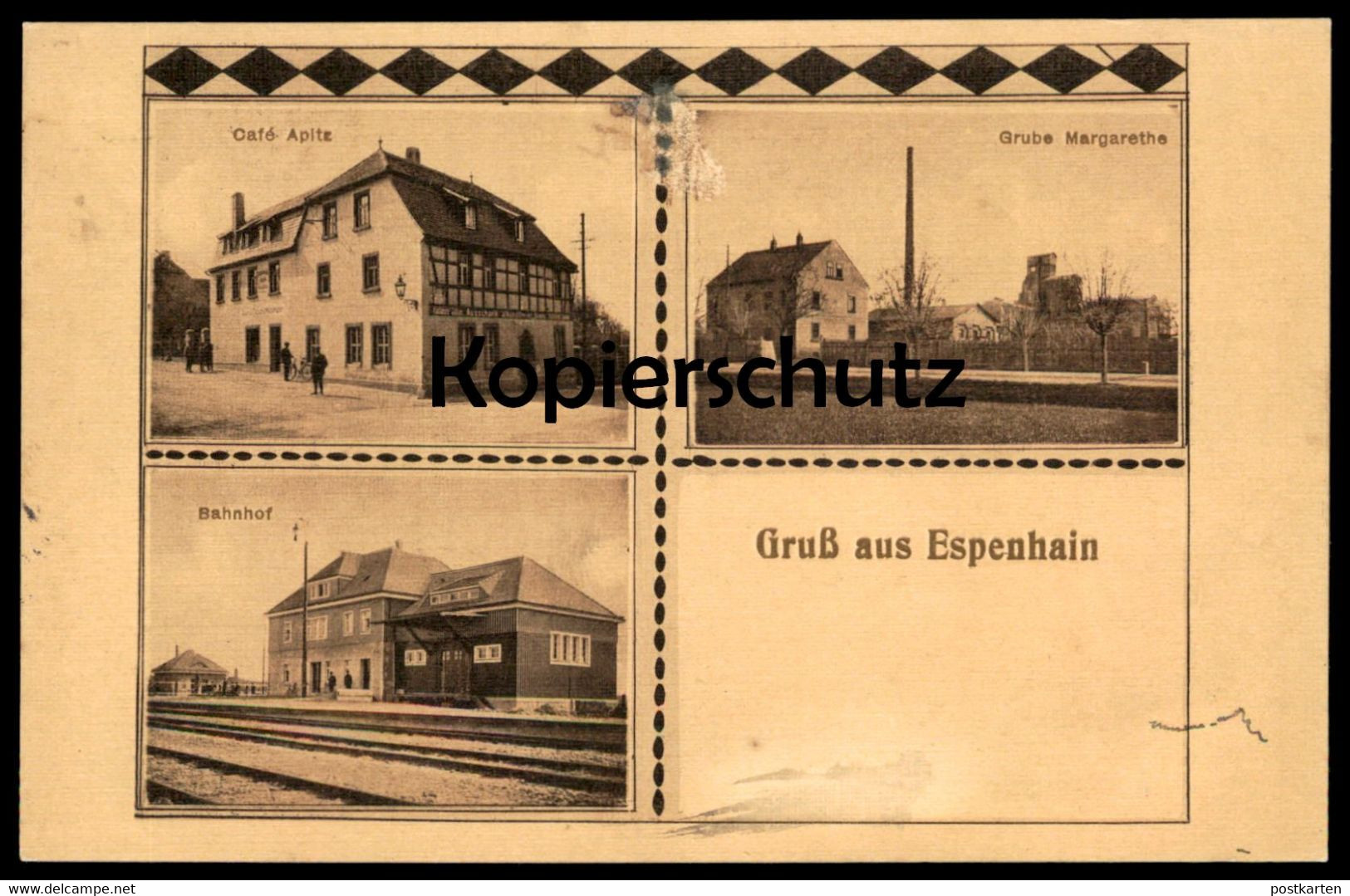ALTE POSTKARTE GRUSS AUS ESPENHAIN GRUBE MARGARETHE BAHNHOF CAFÉ APITZ RÖTHA Station Gare Mine Postcard Ansichtskarte - Roetha