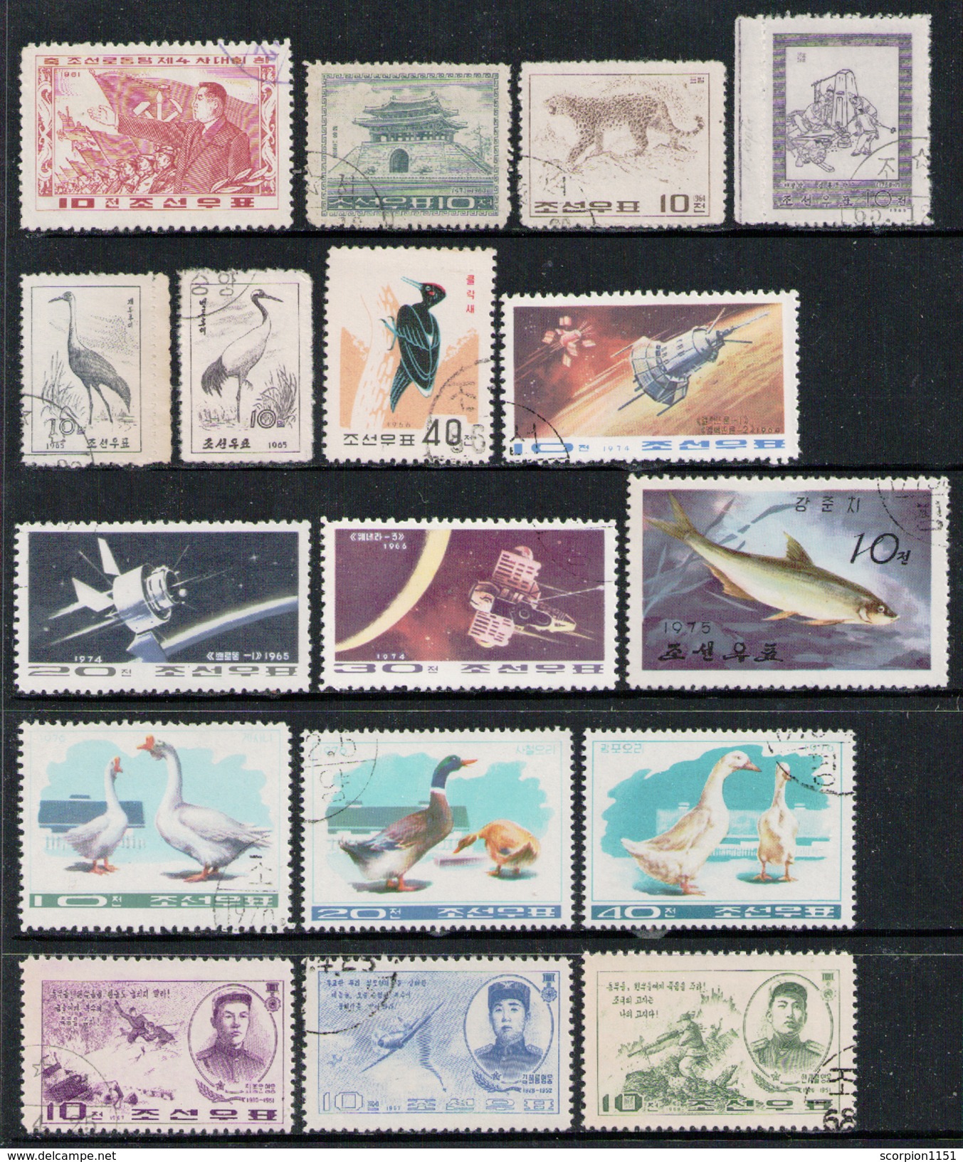 KOREA NORTH - Stamps From Different Periods - Used (2 Pages) - Korea, North
