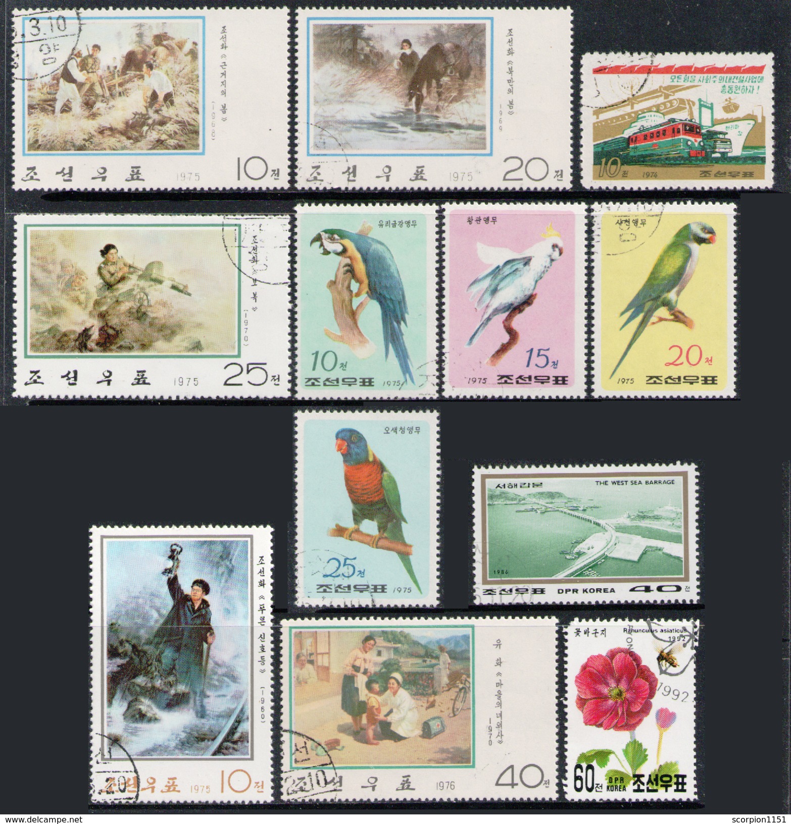 KOREA NORTH - Stamps From Different Periods - Used (2 Pages) - Korea, North