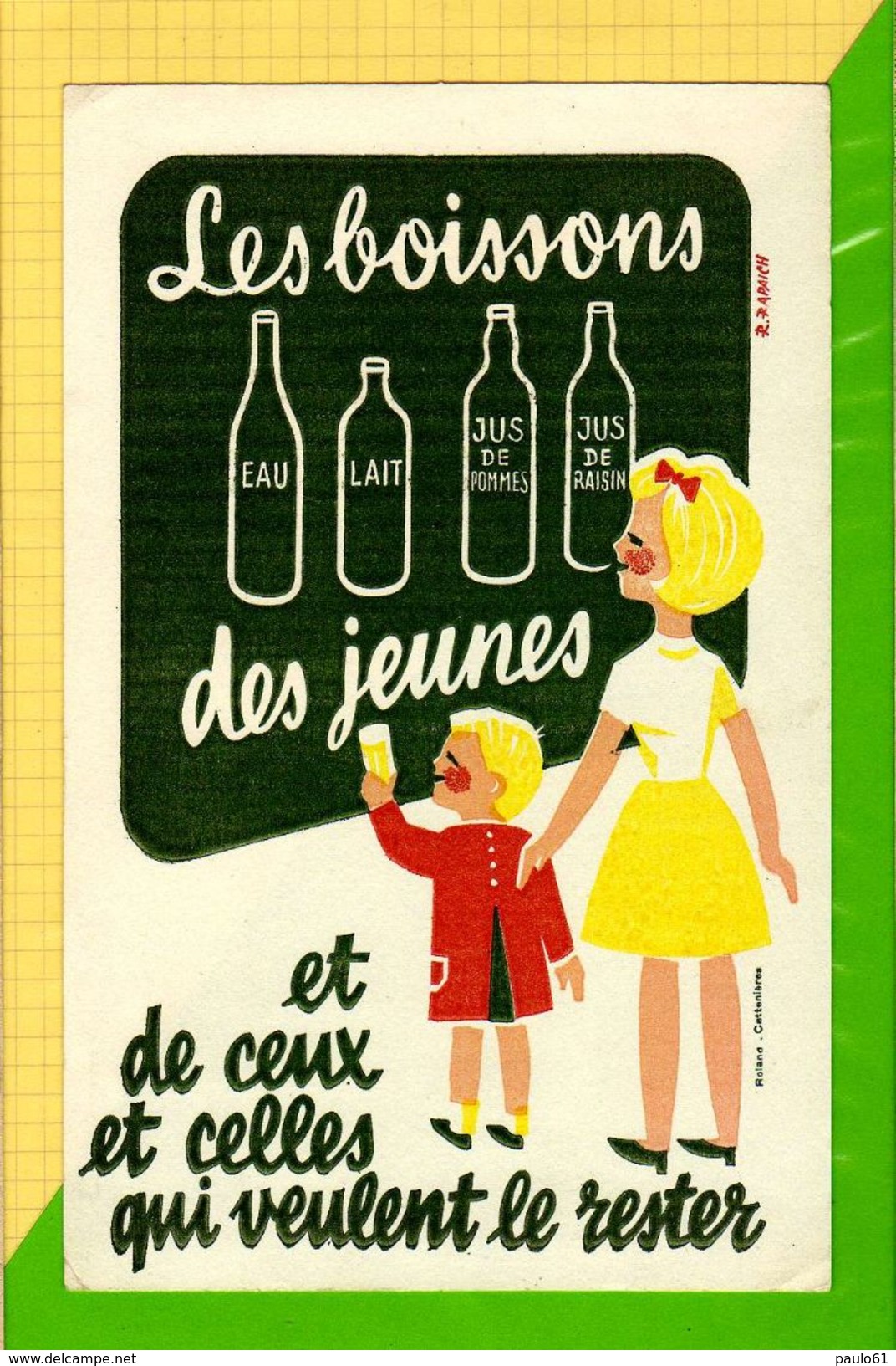 Buvard &amp; Blotting Paper : Les Boissons Des Jeunes Eau Lait Jus De Pommes - Limonate