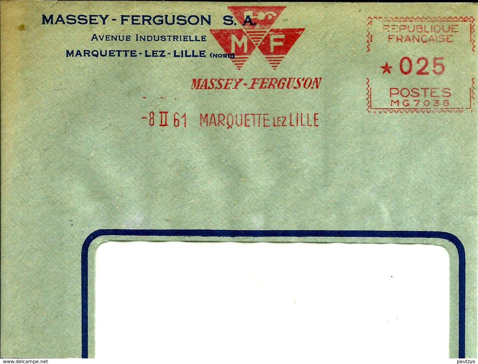 Lettre  EMA Havas Mg 7038 Massey Ferguson Marquette  Theme Transport Agriculture Tracteur    B/1177 - EMA (Empreintes Machines à Affranchir)