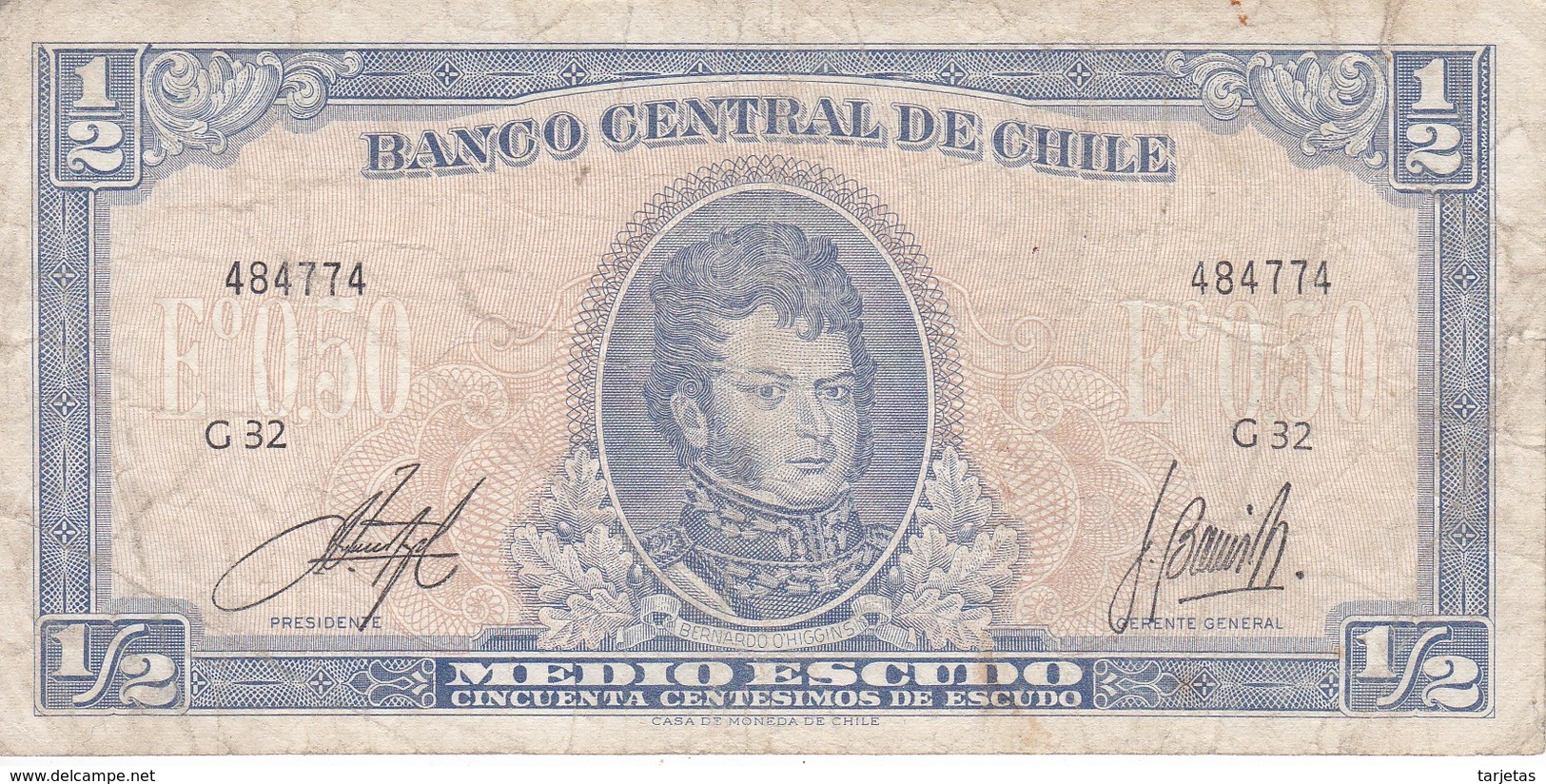 BILLETE DE CHILE DE 1/2 ESCUDO DEL AÑO 1962 (BANK NOTE) - Chile