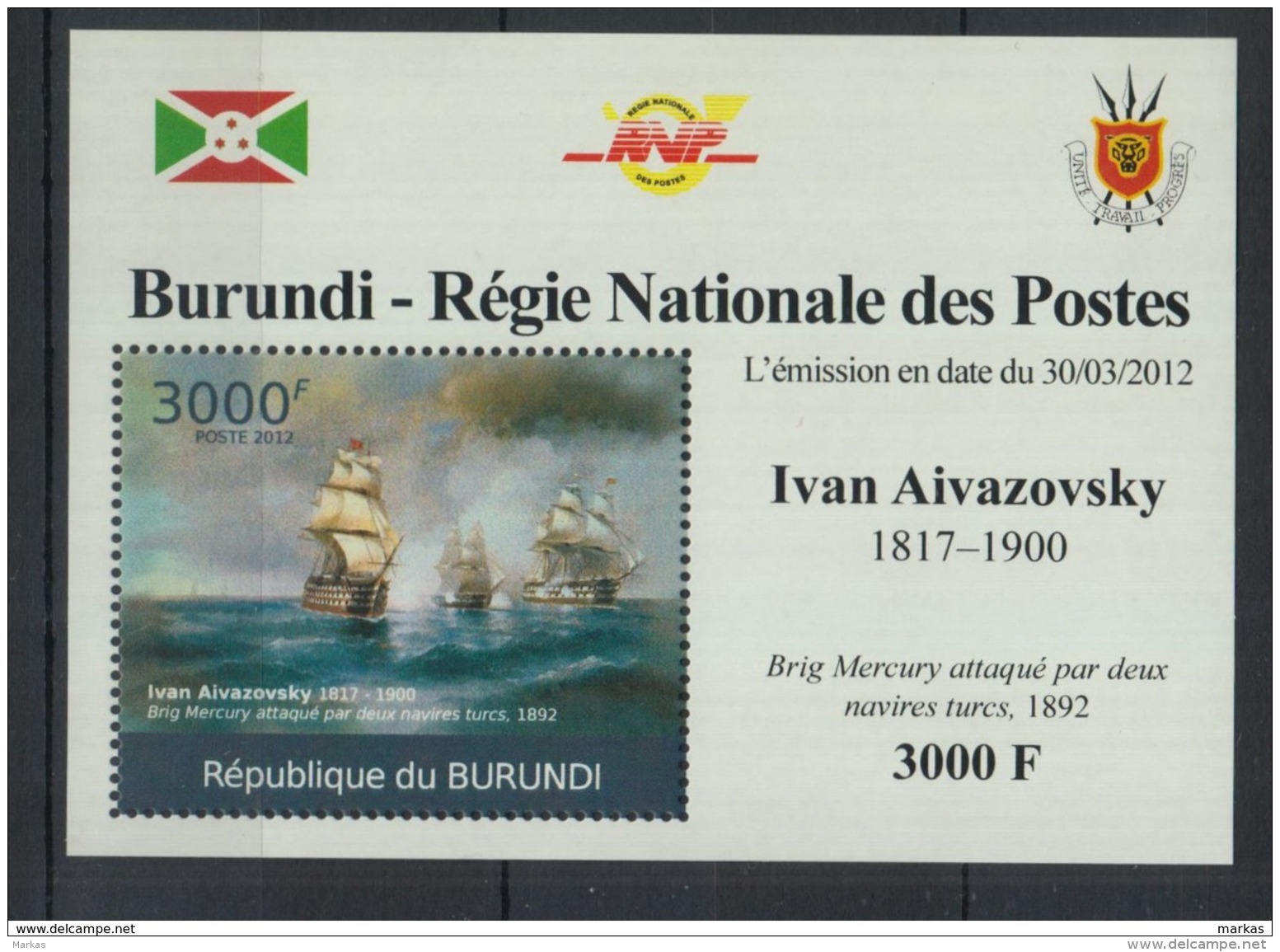 U59. Burundi - MNH - Art - Ivan Aivazovsky - 2012 - Deluxe - Autres & Non Classés