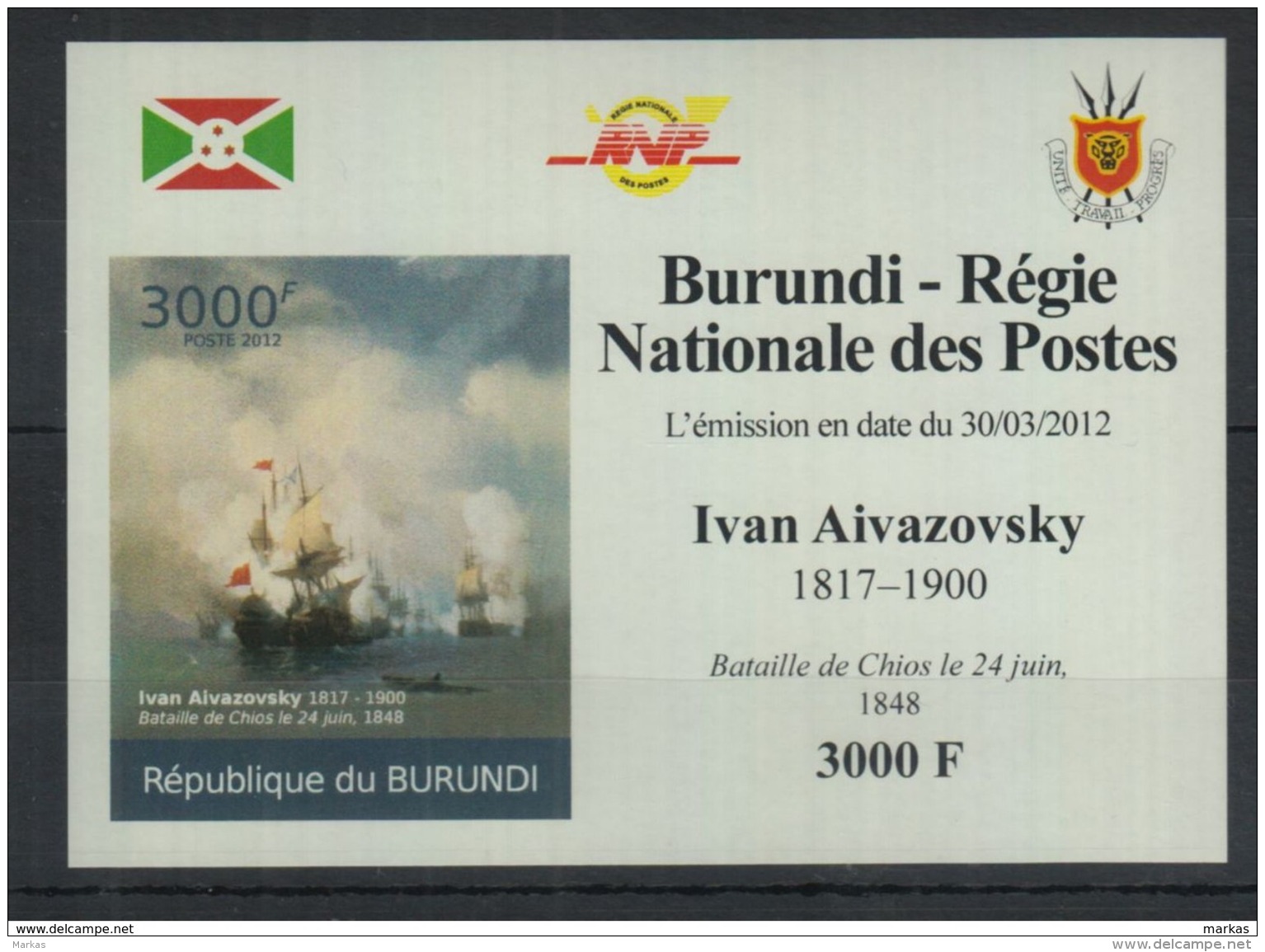 U59. Burundi - MNH - Art - Ivan Aivazovsky - 2012 - Deluxe - Imperf - Autres & Non Classés